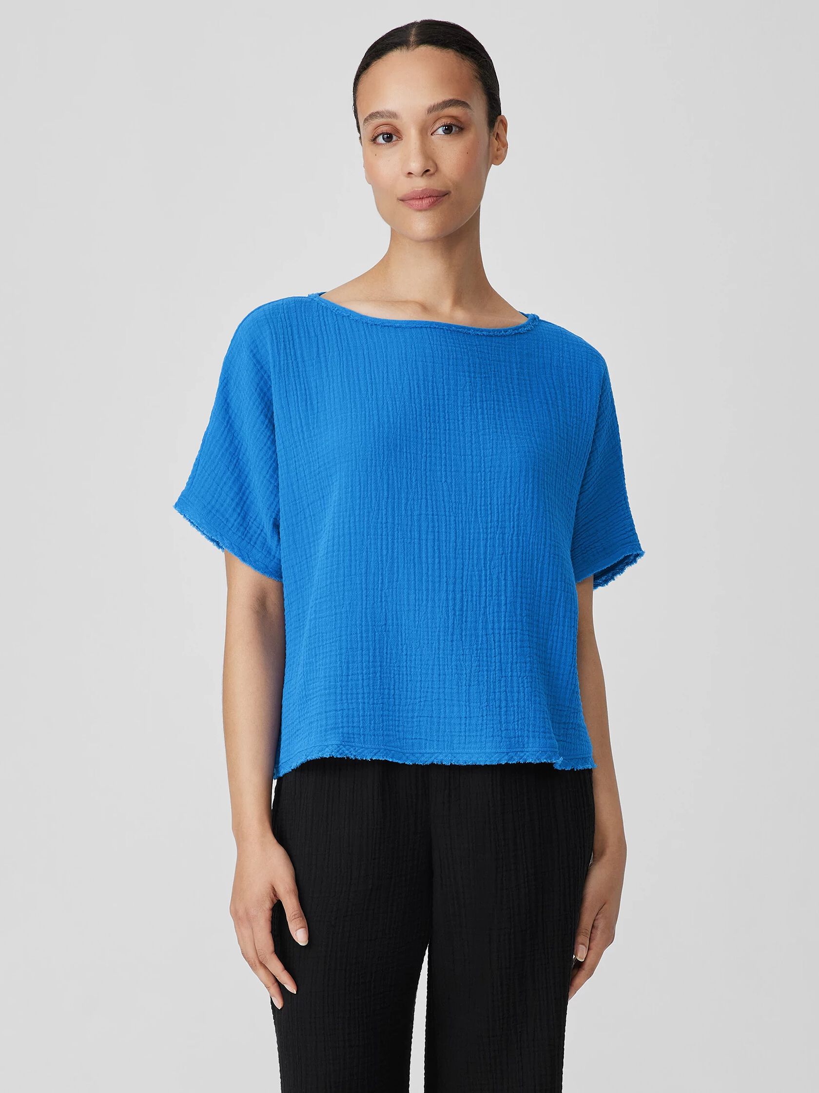 Organic Cotton Lofty Gauze Bateau Neck Top