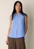 Organic Cotton Microstripe Pucker Sleeveless Shirt