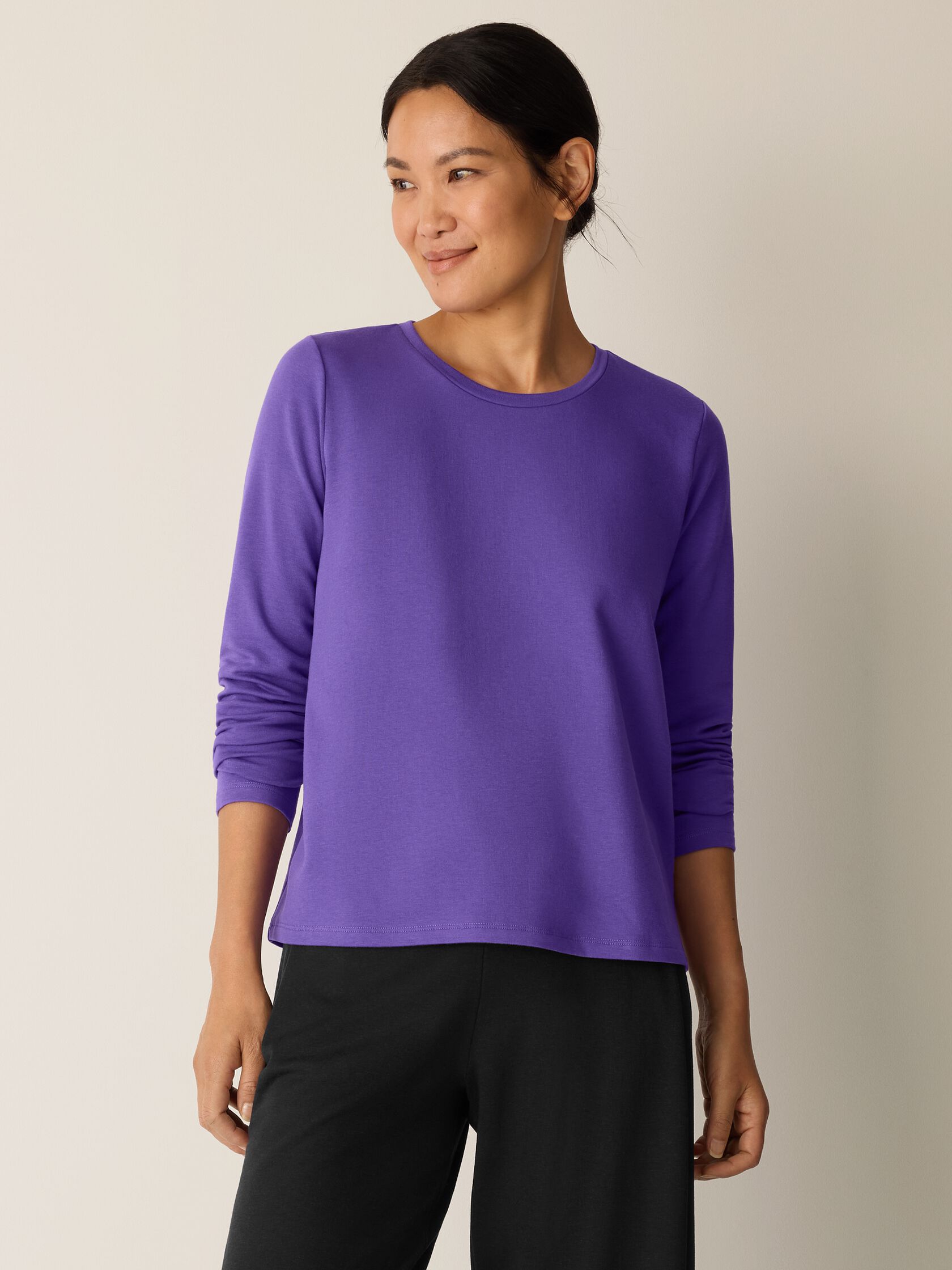 Cozy Brushed Terry Hug Crew Neck Top
