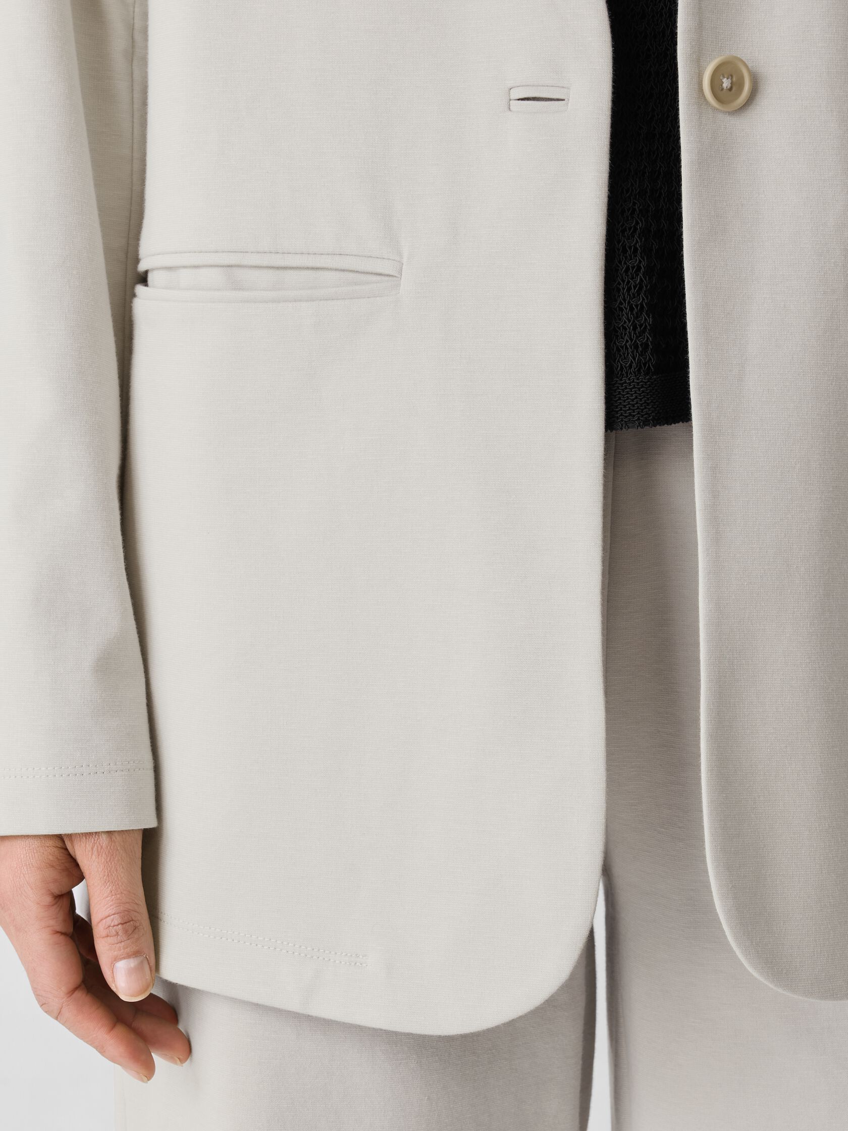 Cotton Blend Ponte V-Neck Blazer