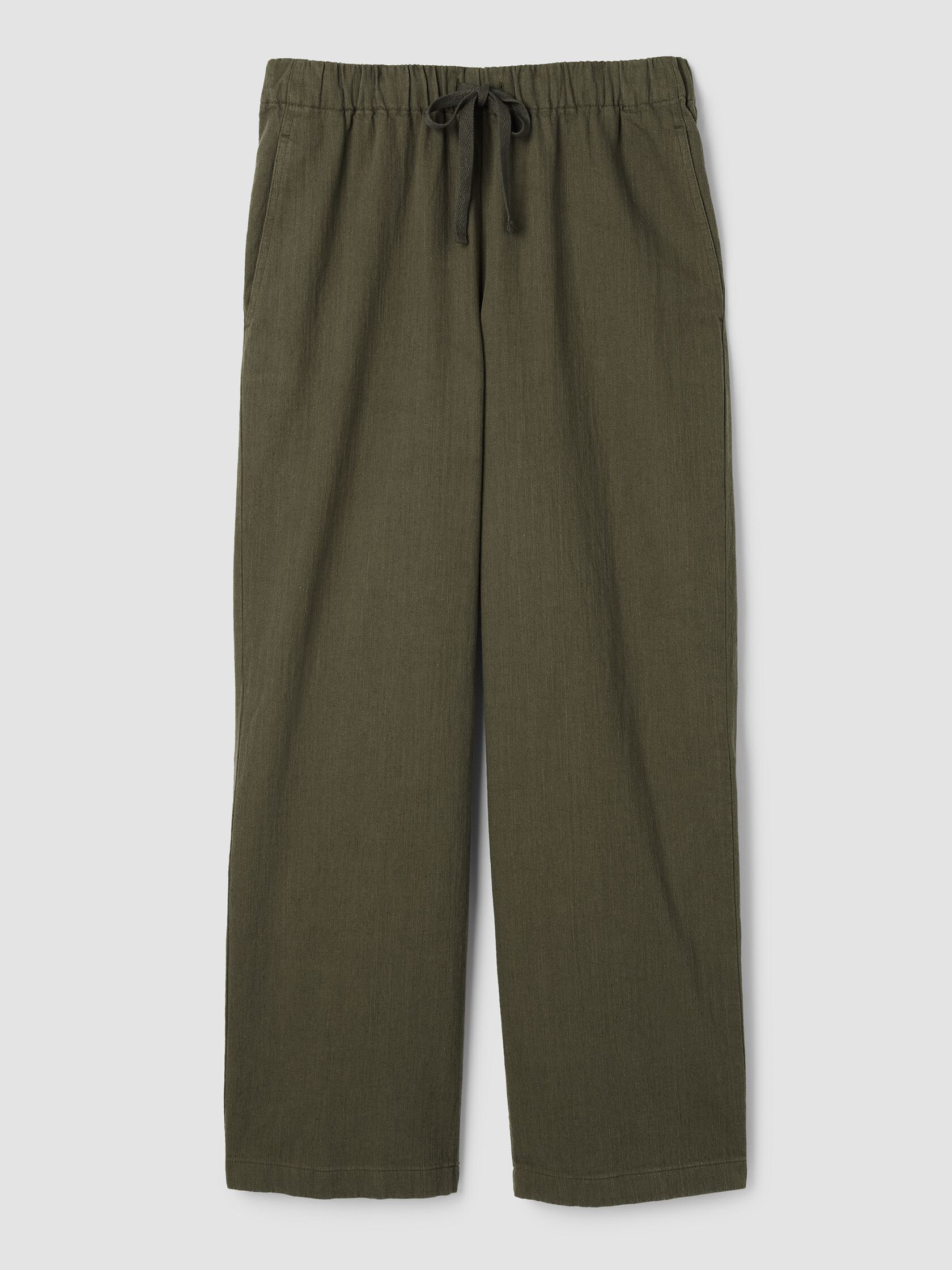 Slubby Organic Cotton Linen Full-Length Straight Pant