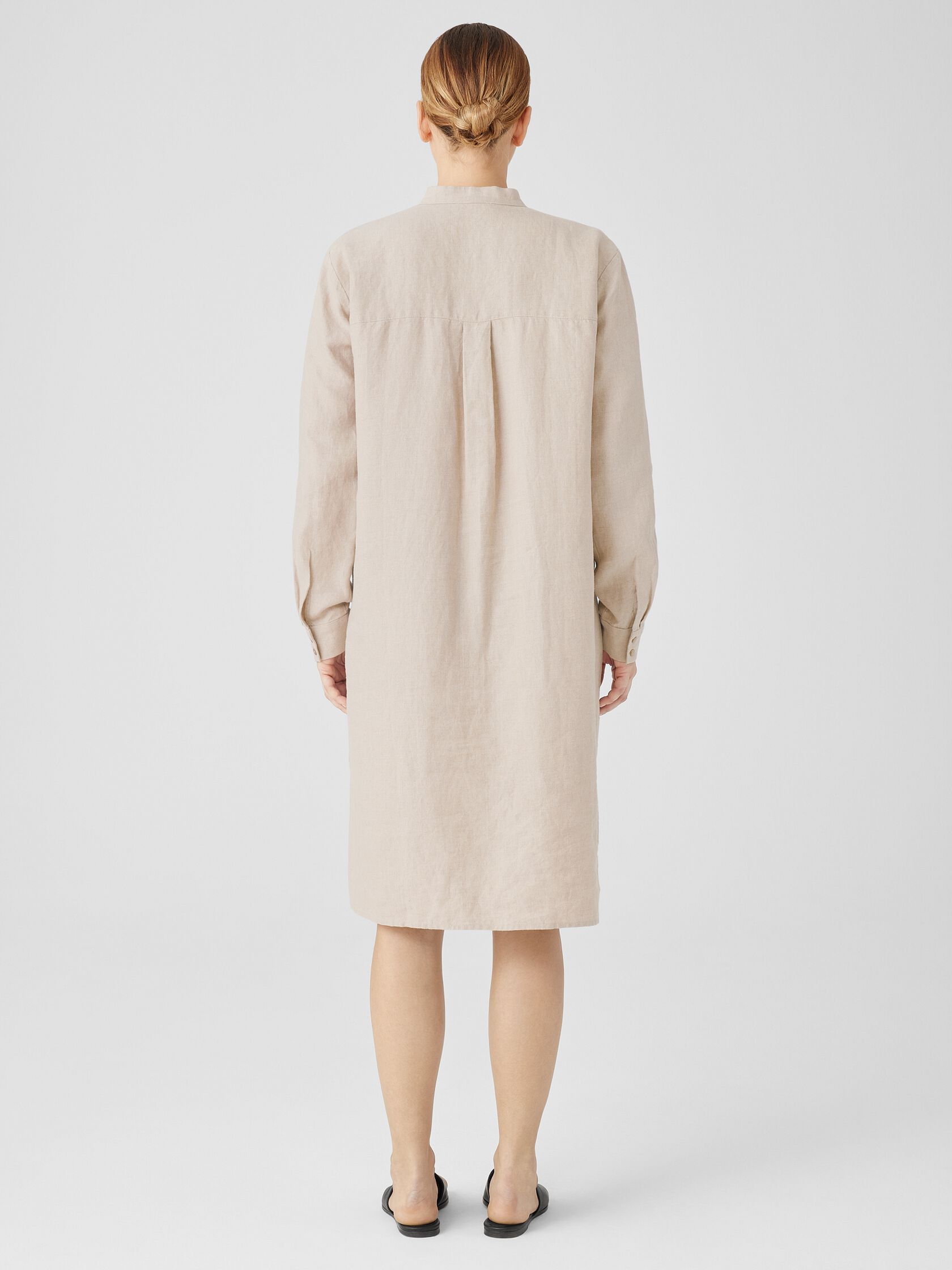 Organic Linen Mandarin Collar Dress