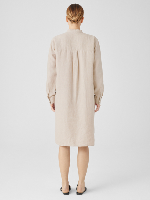 Organic Linen Mandarin Collar Dress