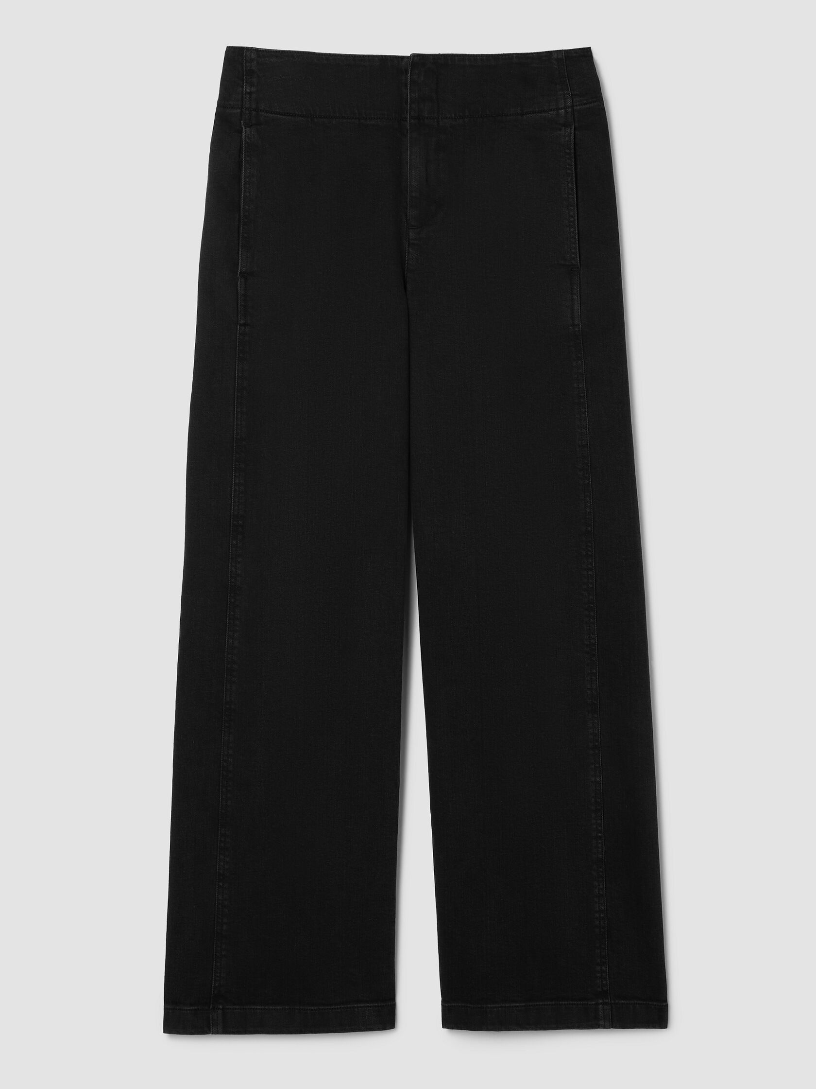 Cotton Stretch Denim Wide-Leg Trouser