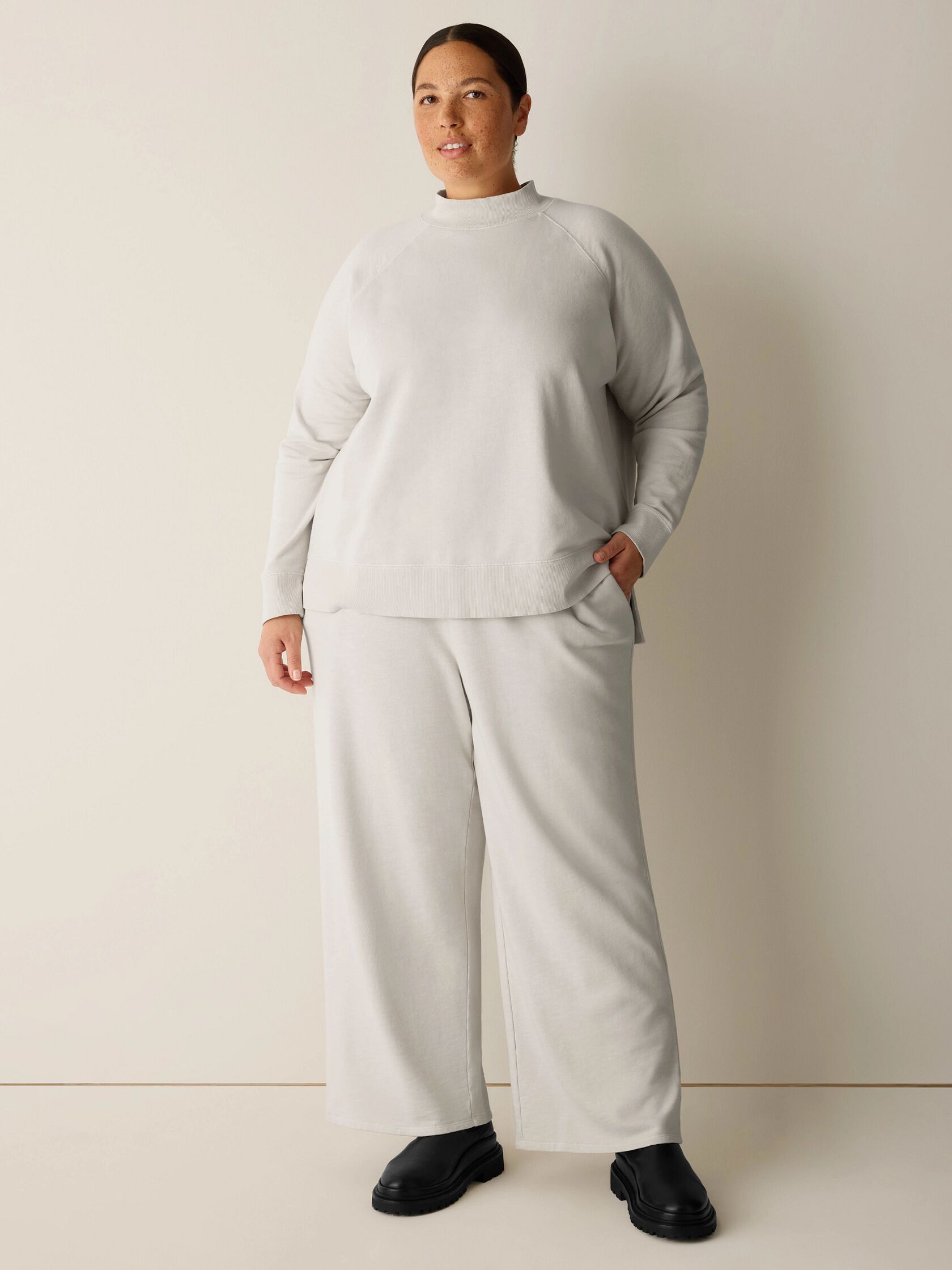 Garment-Dyed Organic Cotton Terry High Neck Top