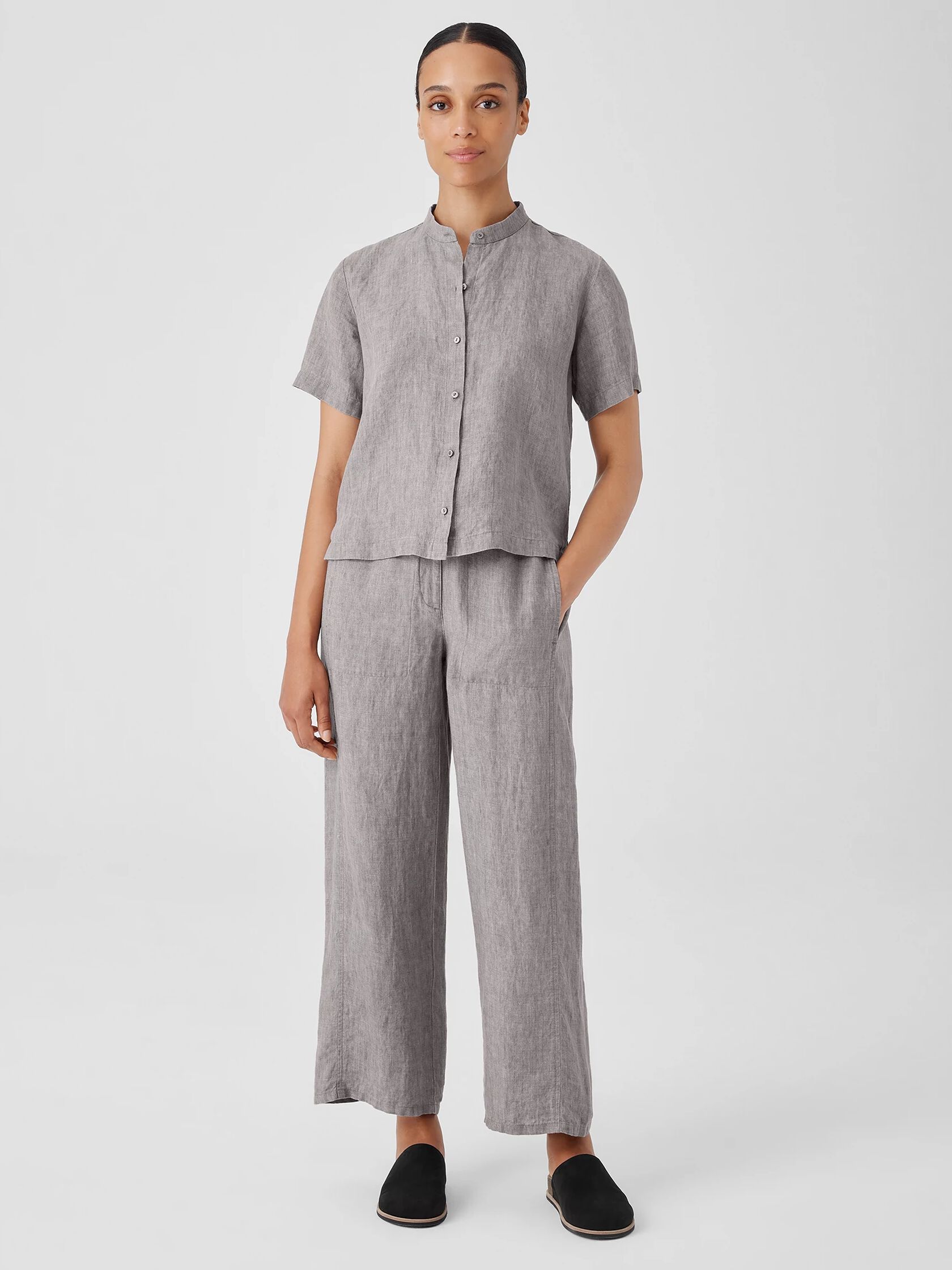 Washed Organic Linen Délavé Wide Trouser Pant