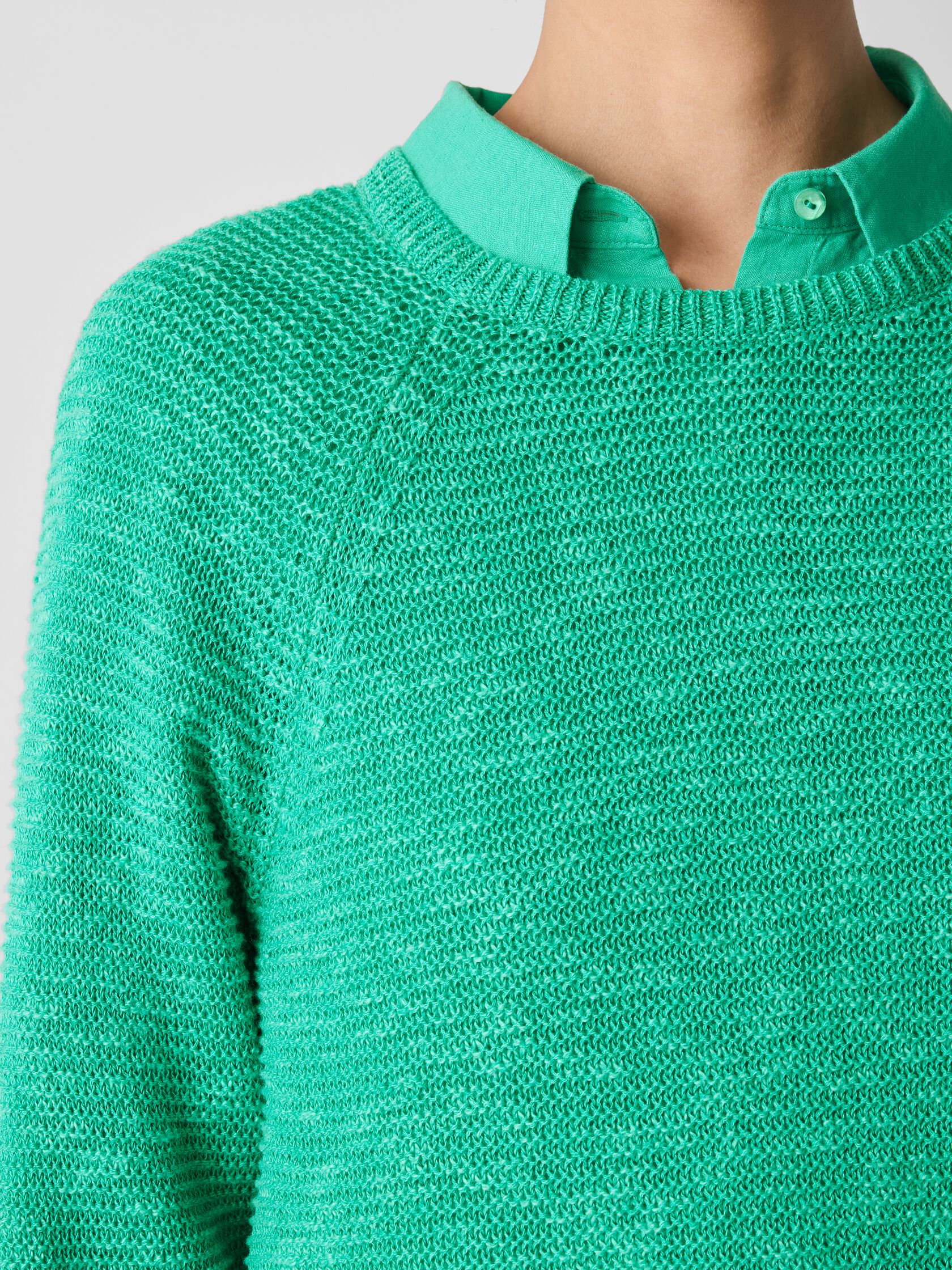 Organic Linen Cotton Slub Crew Neck Top
