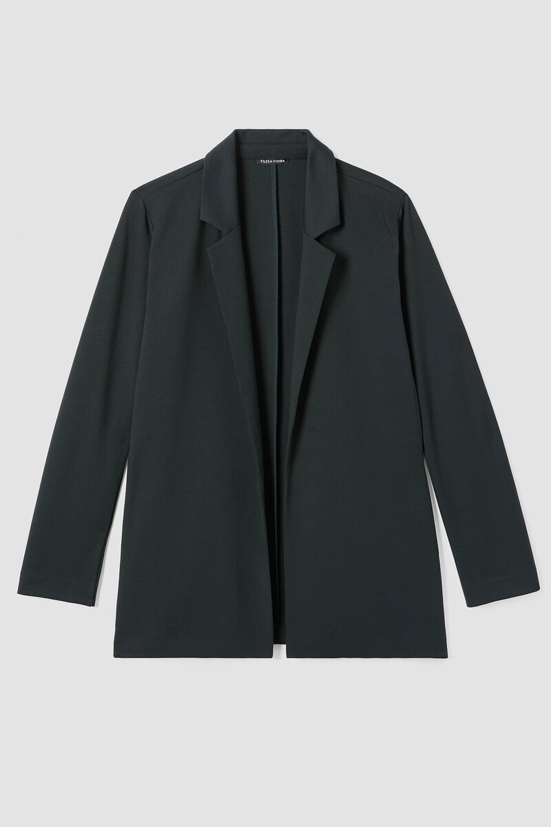 Washable Flex Ponte Notch Collar Long Blazer Washable Flex Ponte Notch Collar Long Blazer