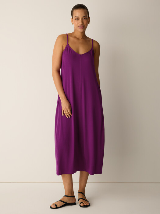 purple jersey maxi dress SKYE - Long-sleeve jersey maxi dress with open-back detail by SIEDRS