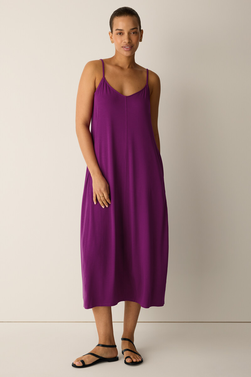 eileen fisher a line dress Eileen Fisher - Women's Woven Pliss Round Neck Dress - Black