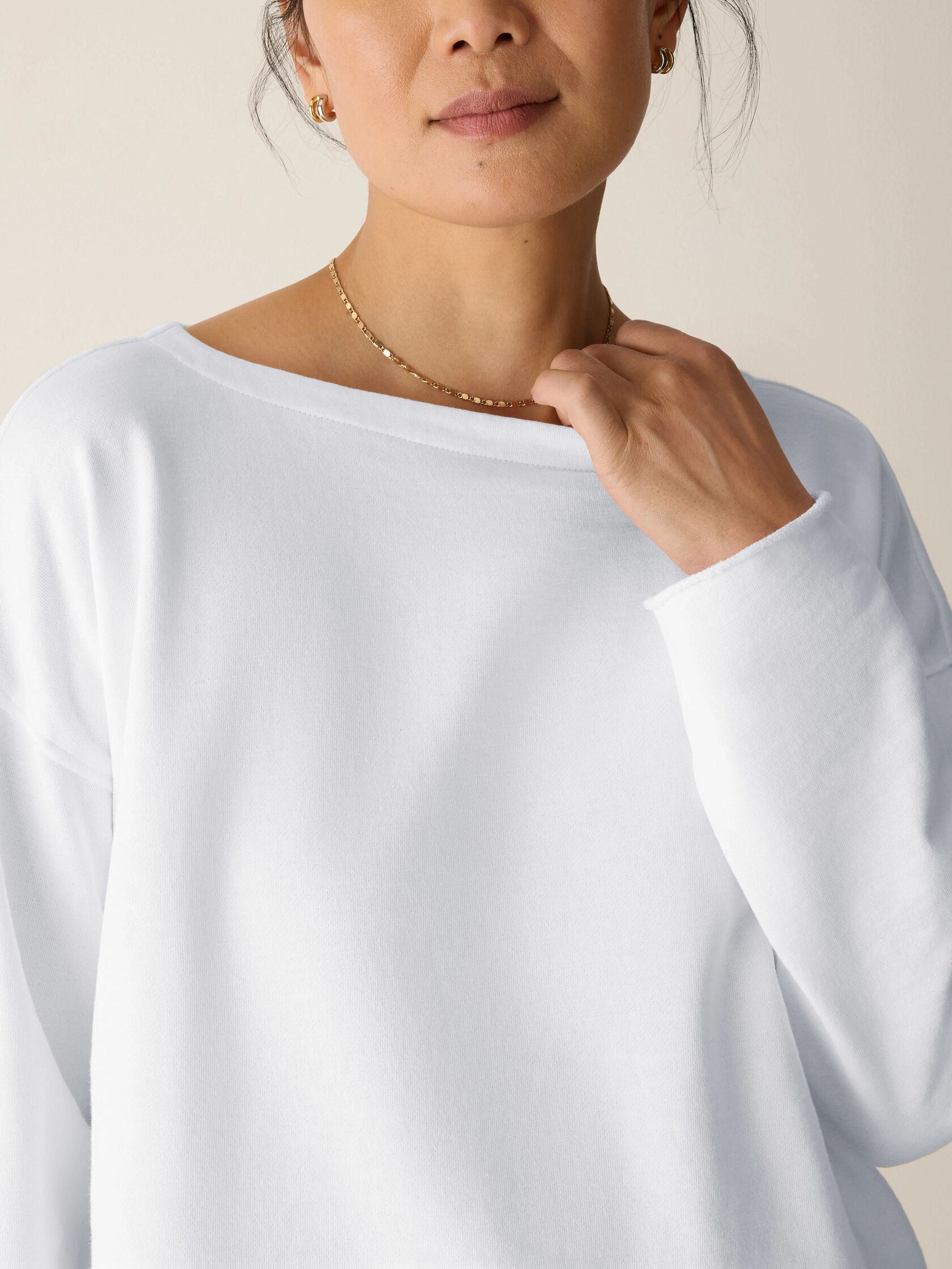 Garment-Dyed Organic Cotton Terry Bateau Neck Box-Top