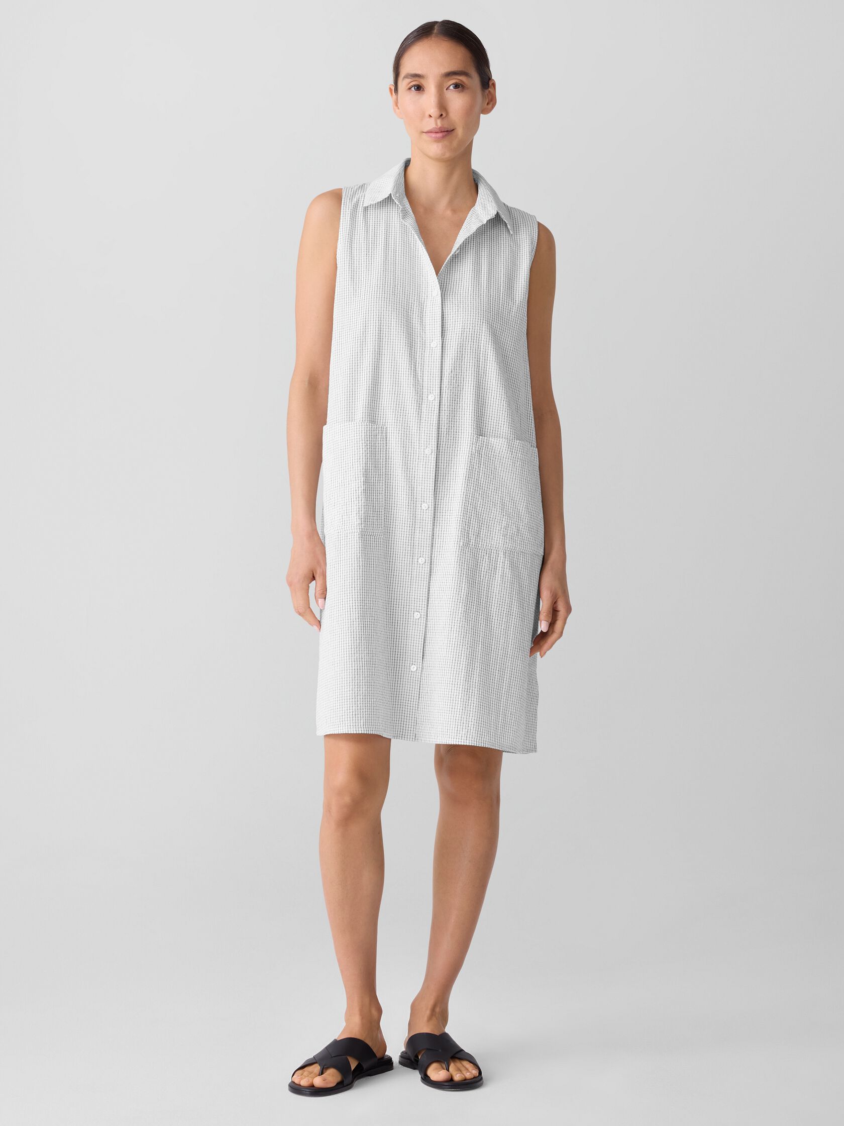 Organic Cotton Ripple Sleeveless Shirtdress