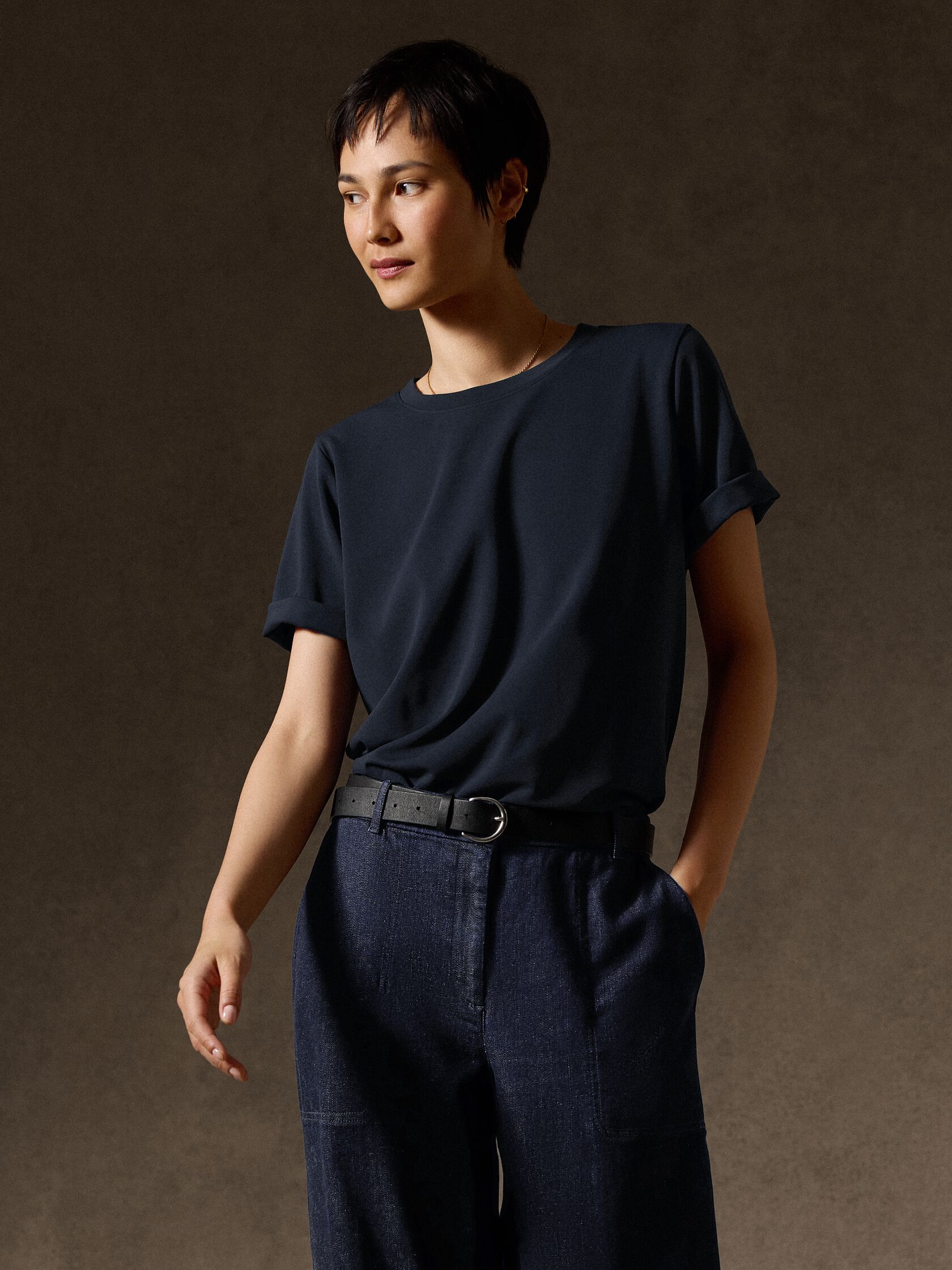 Extra-Fine Ponte Crew Neck Tee