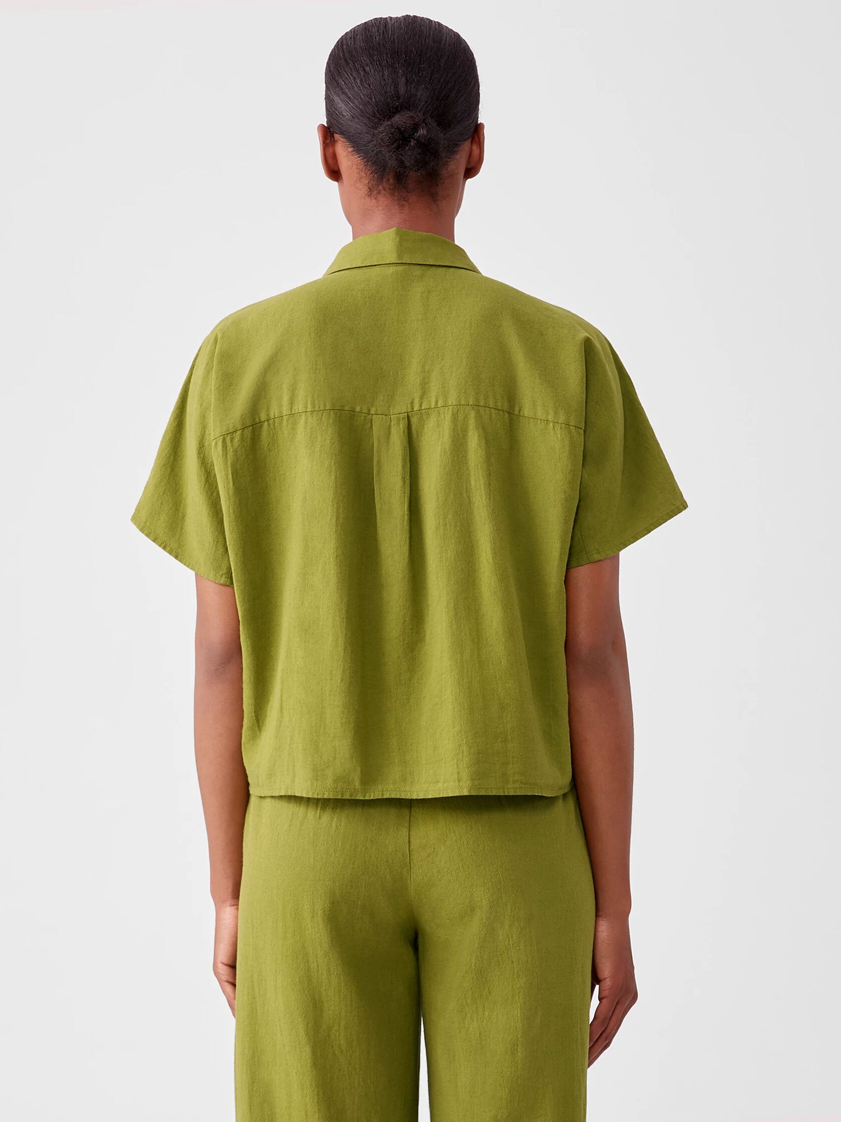 Organic Cotton Crepe Short-Sleeve Shirt