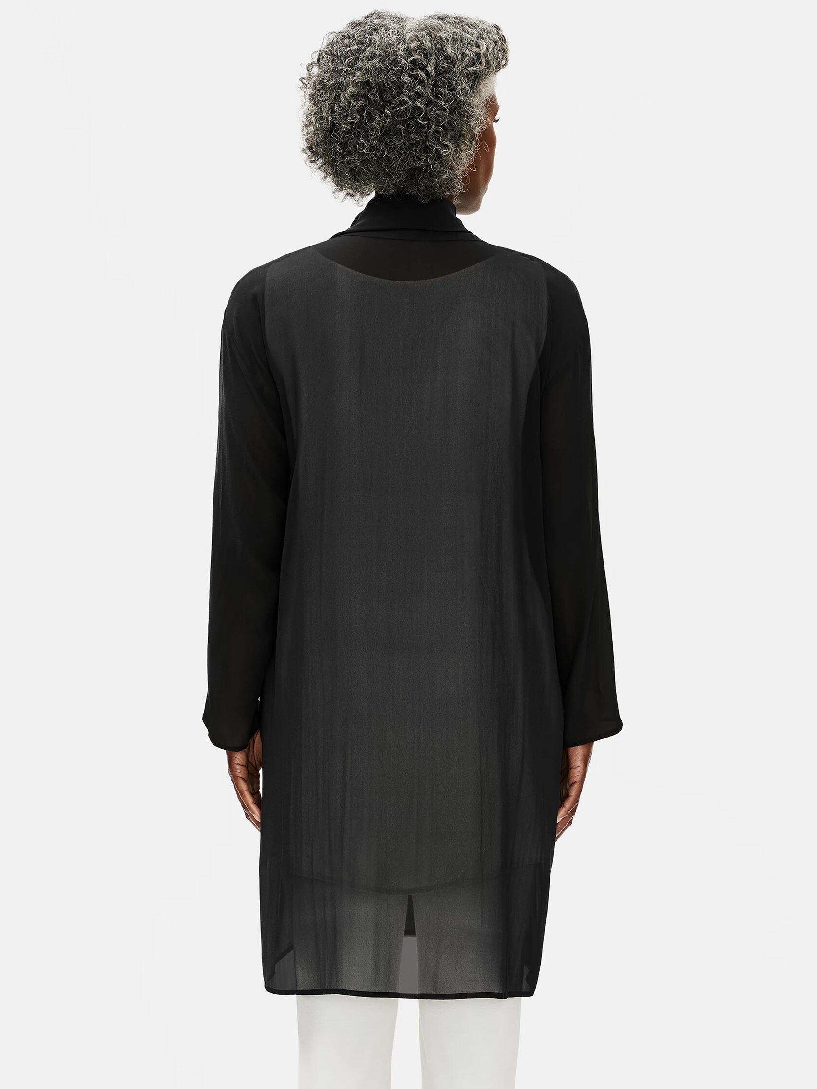 Sheer Silk Georgette High Collar Jacket