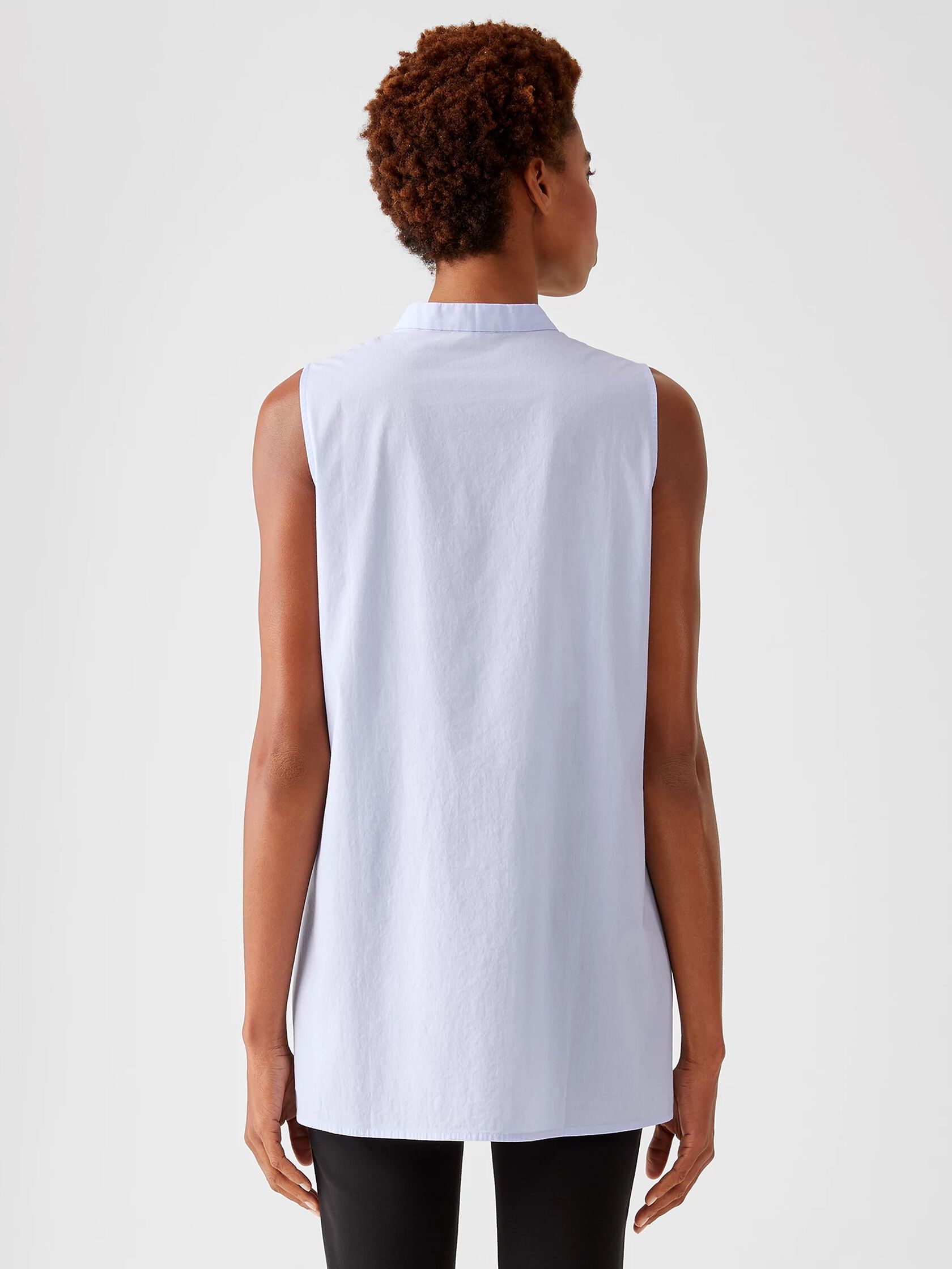 Organic Cotton Lawn Mandarin Collar Long Shirt