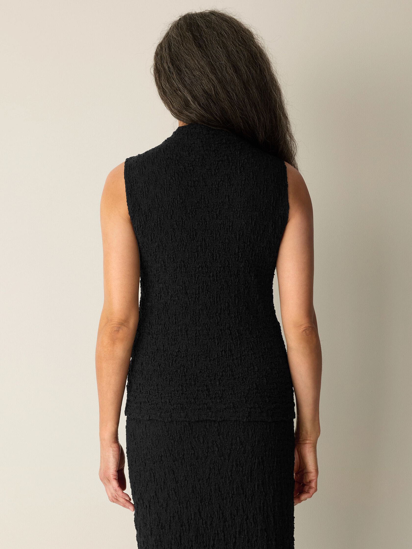 Bubble Jacquard Funnel Neck Top