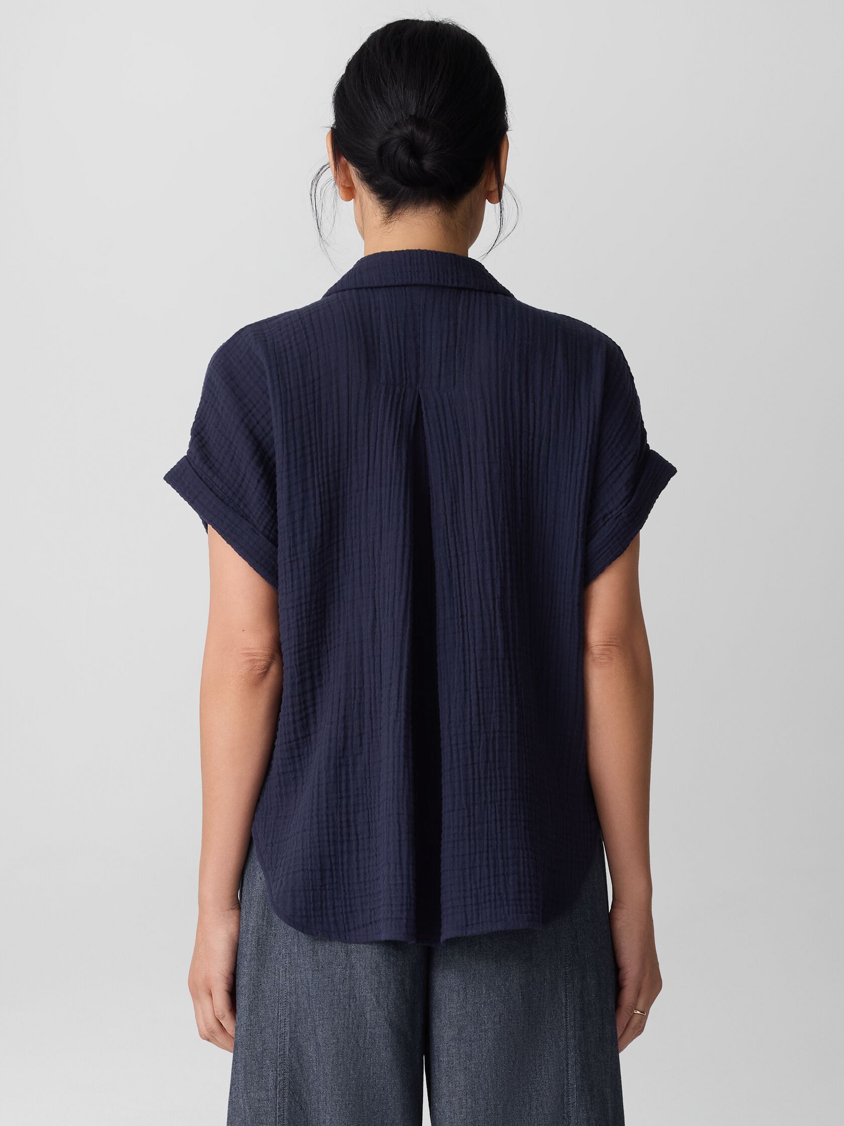 Organic Cotton Lofty Gauze Notch Collar Top