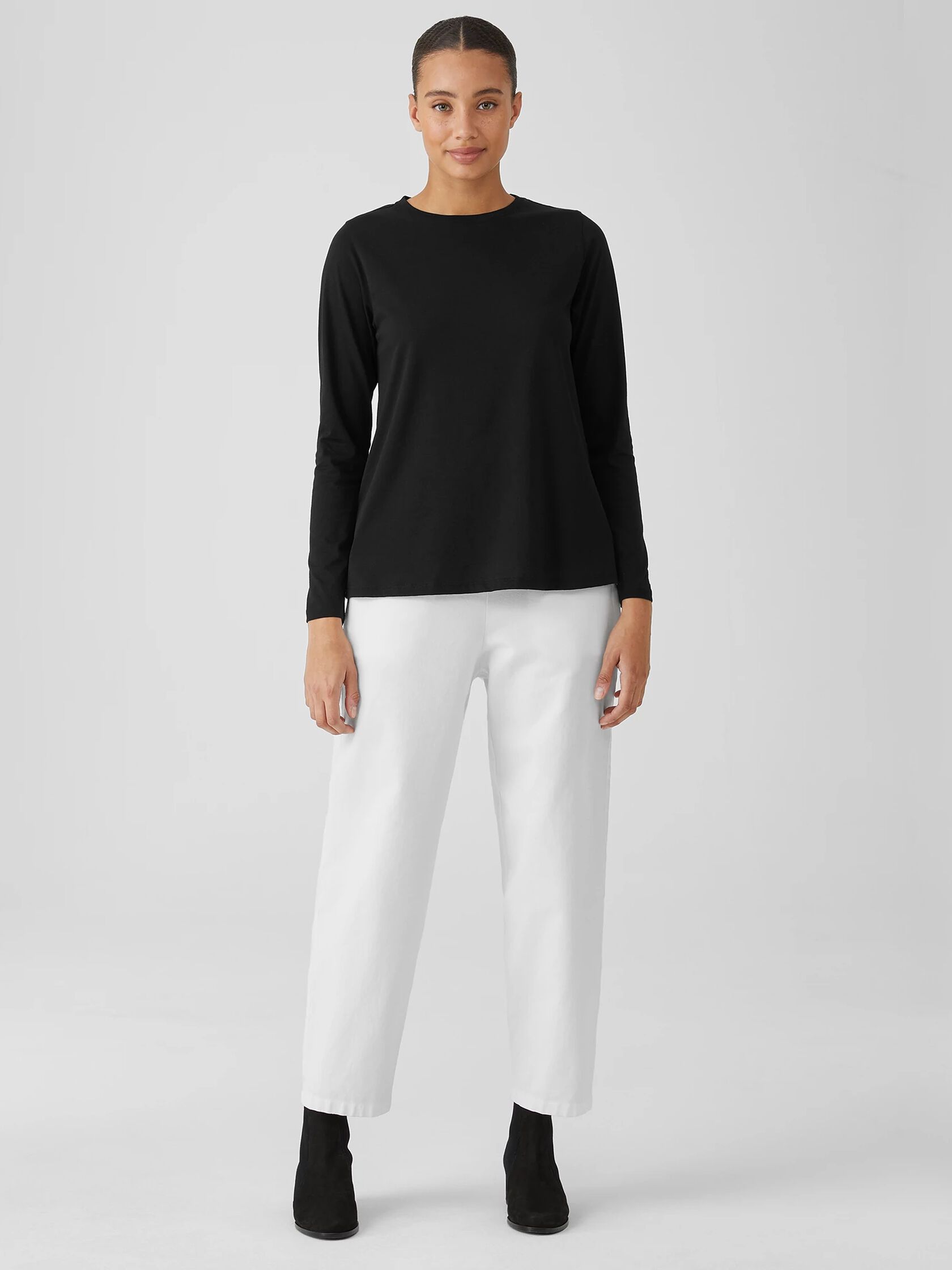 Organic Pima Cotton Jersey Round Neck Top