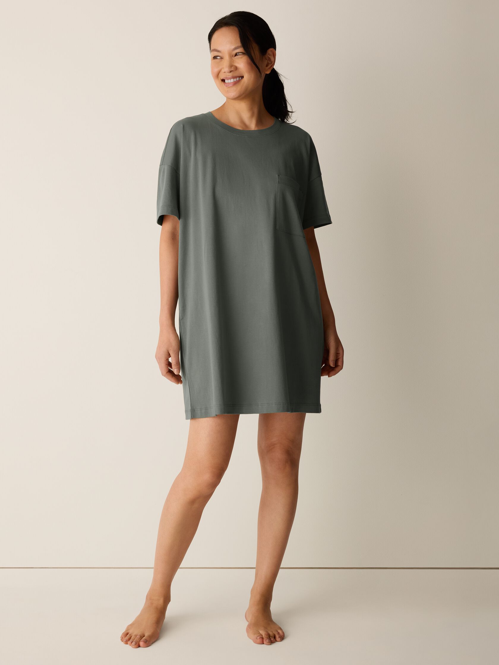 Organic Cotton Interlock Crew Neck Sleep Dress