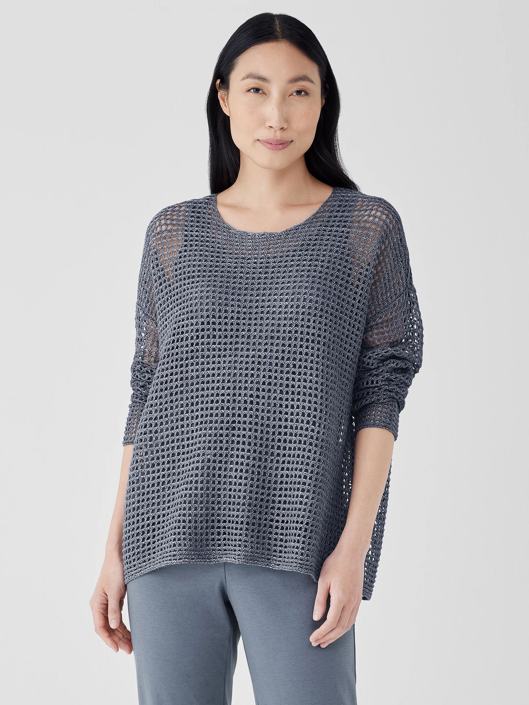 Organic Linen Délavé Round Neck Top