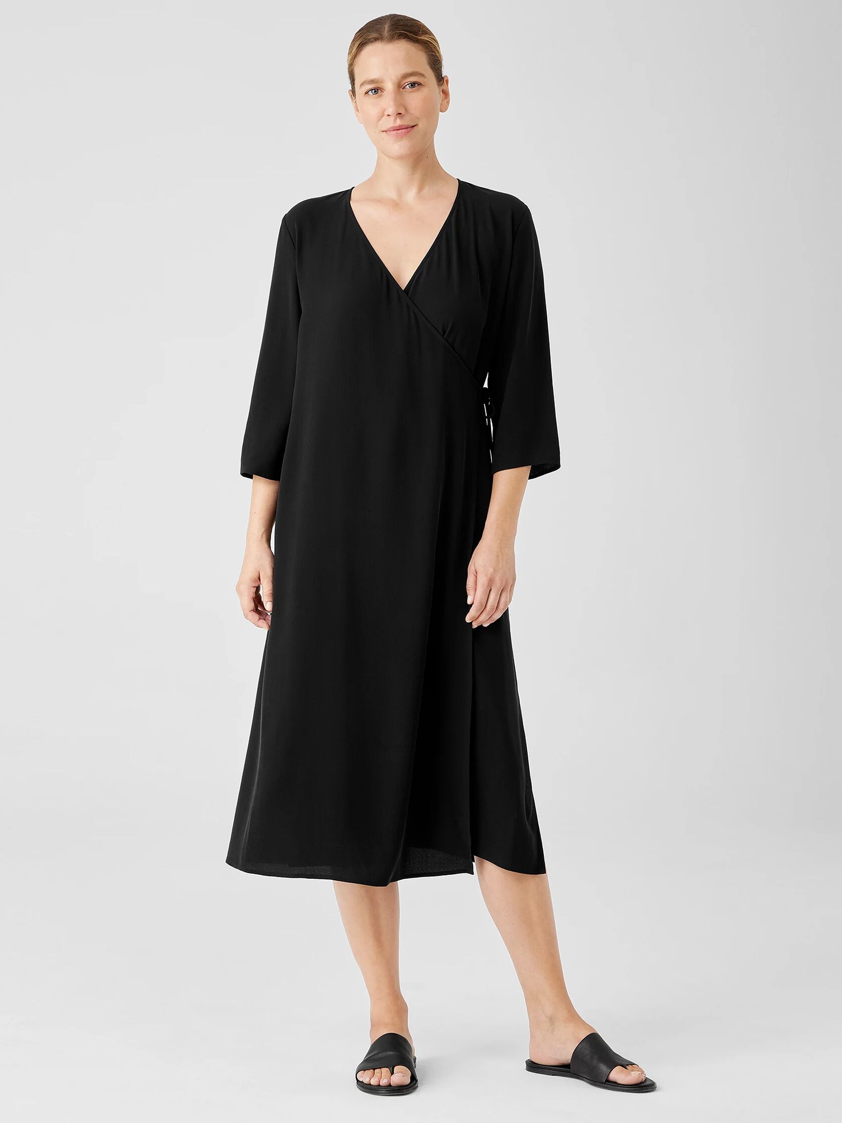 Silk Georgette Crepe Wrap Dress