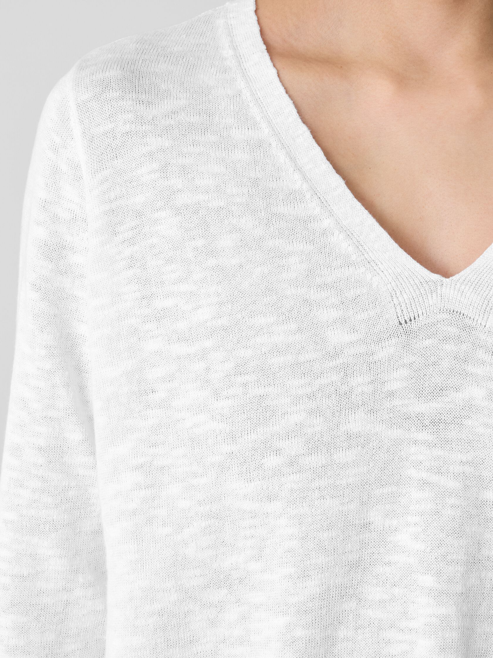 Organic Linen Cotton Slub V-Neck Top