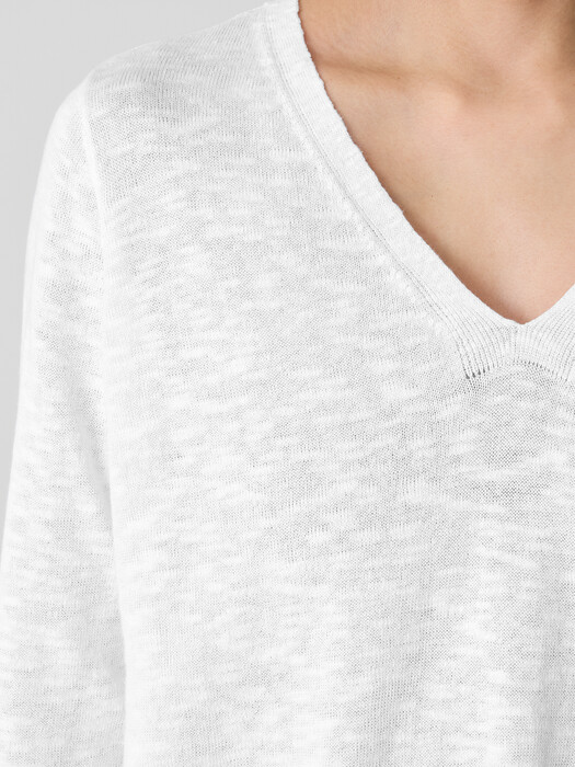 Organic Linen Cotton Slub V-Neck Top
