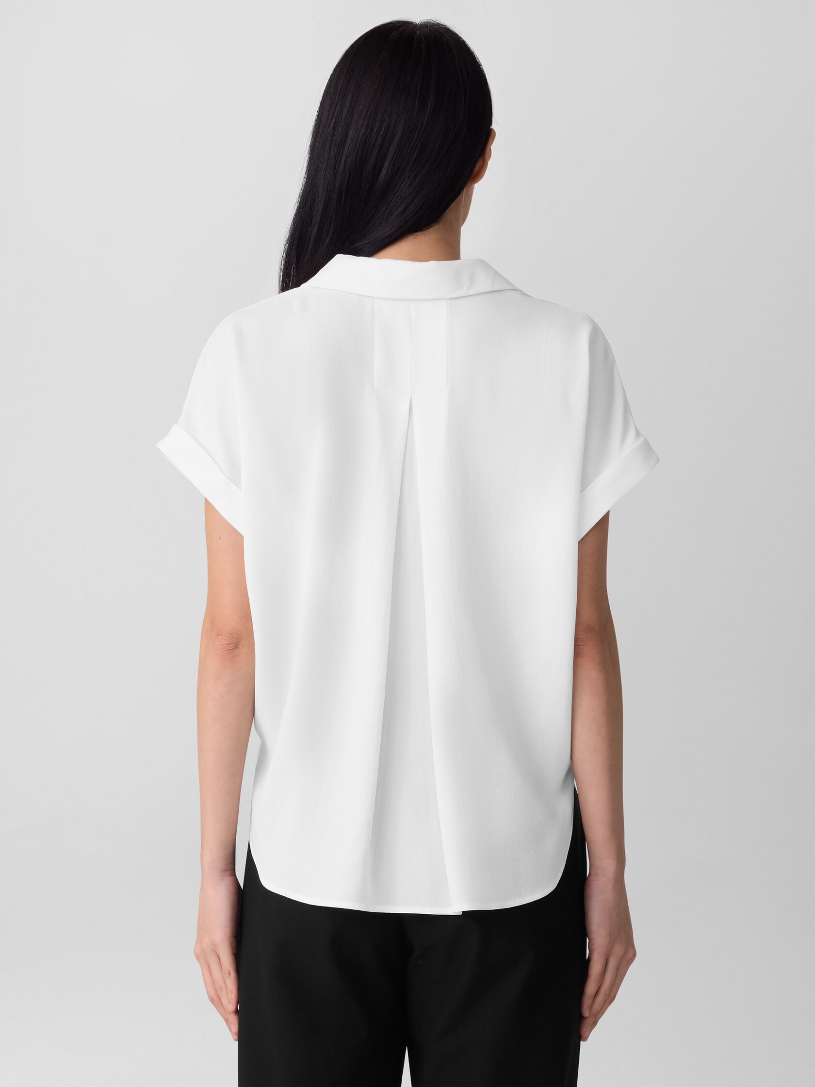 Silk Georgette Crepe Notch Collar Top