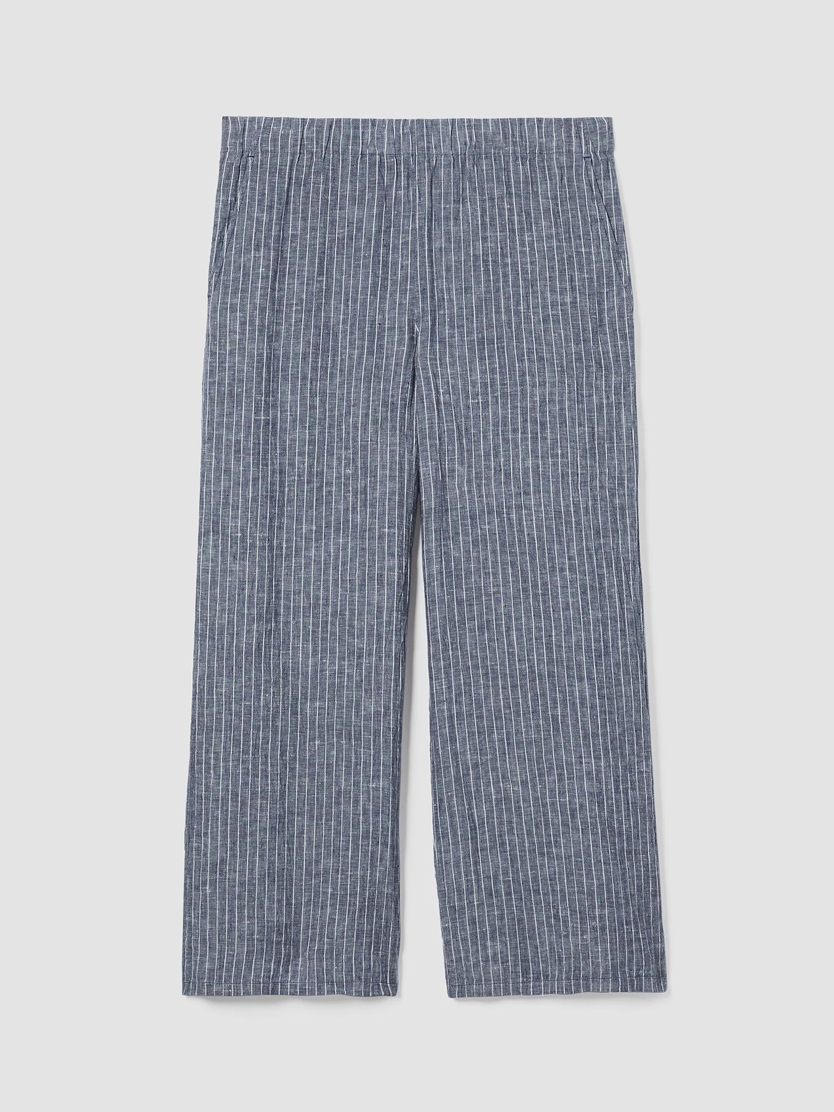 Puckered Organic Linen Wide-Leg Pant