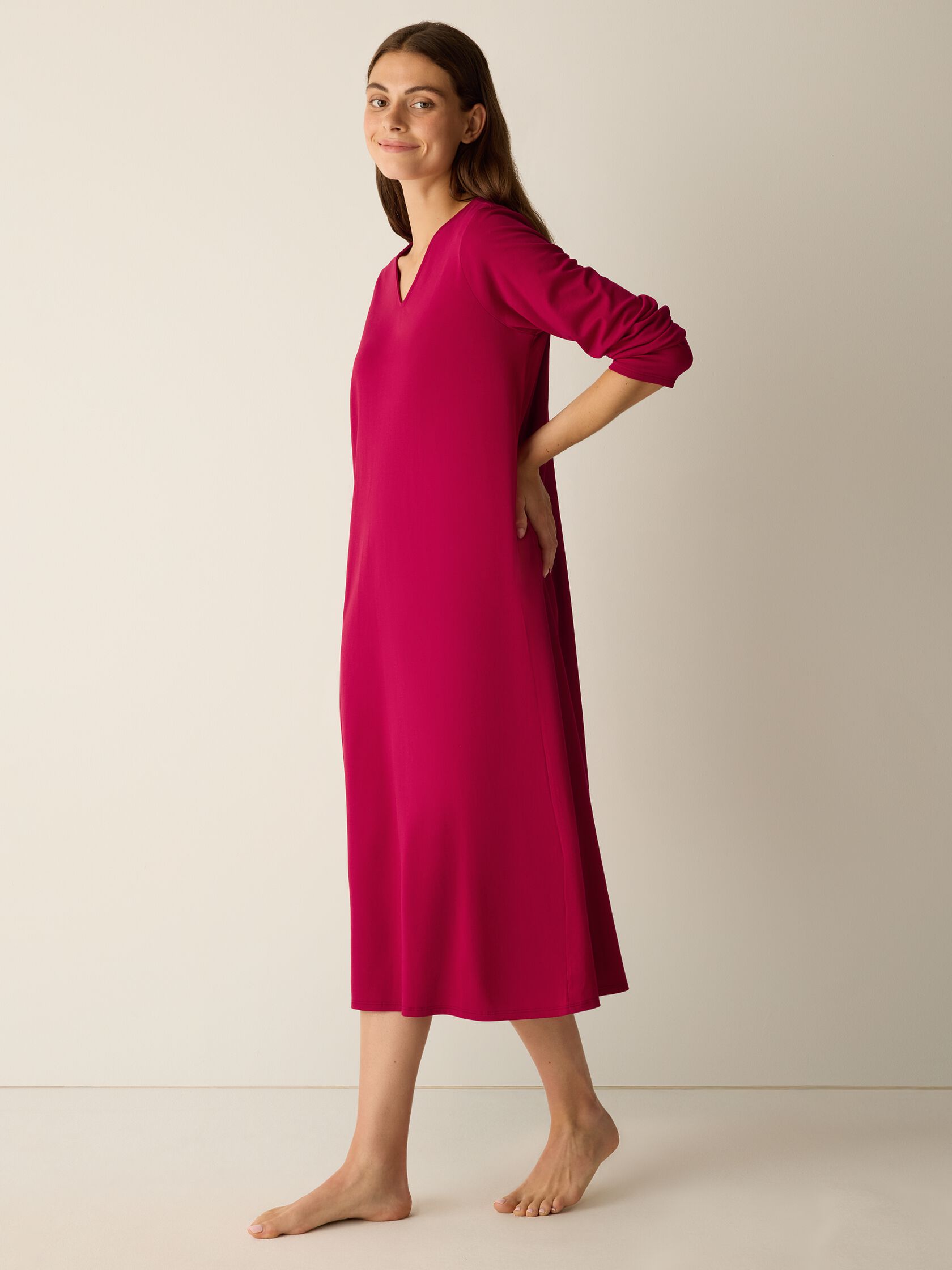 Organic Cotton Interlock V-Neck Sleep Dress