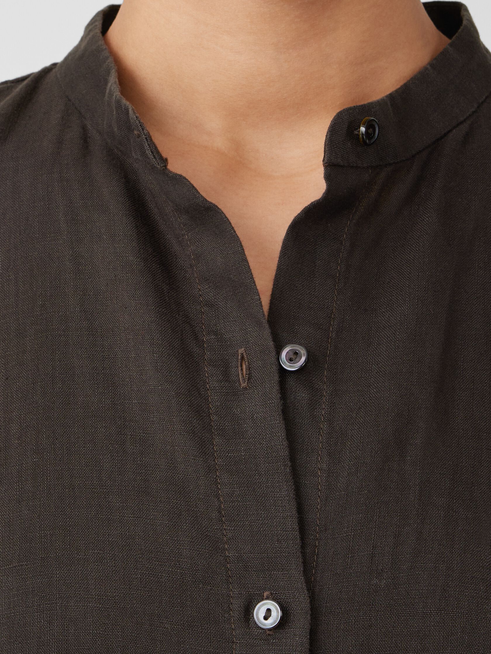 Organic Linen Mandarin Collar Dress