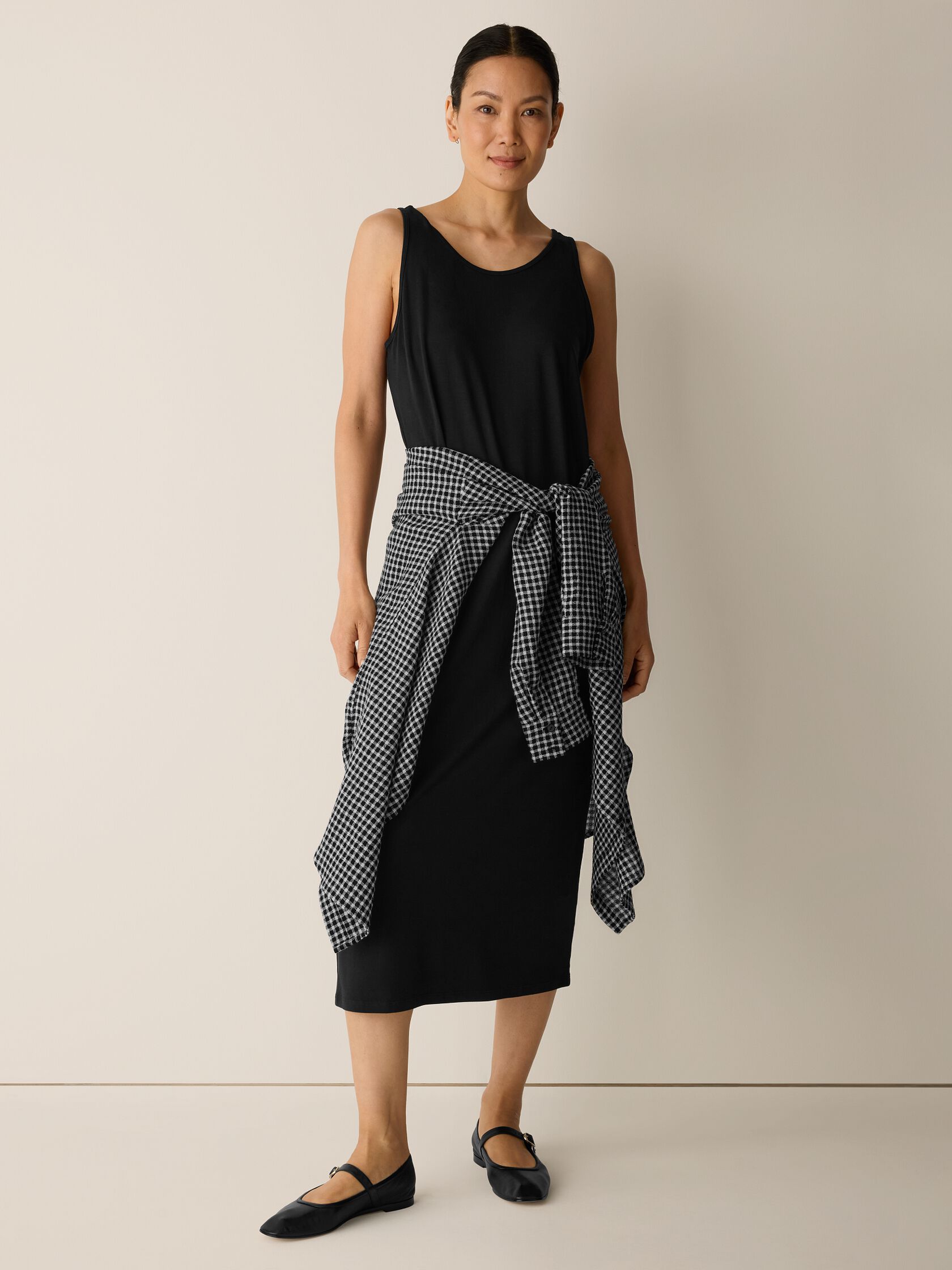 Stretch Jersey Knit Scoop Neck Dress