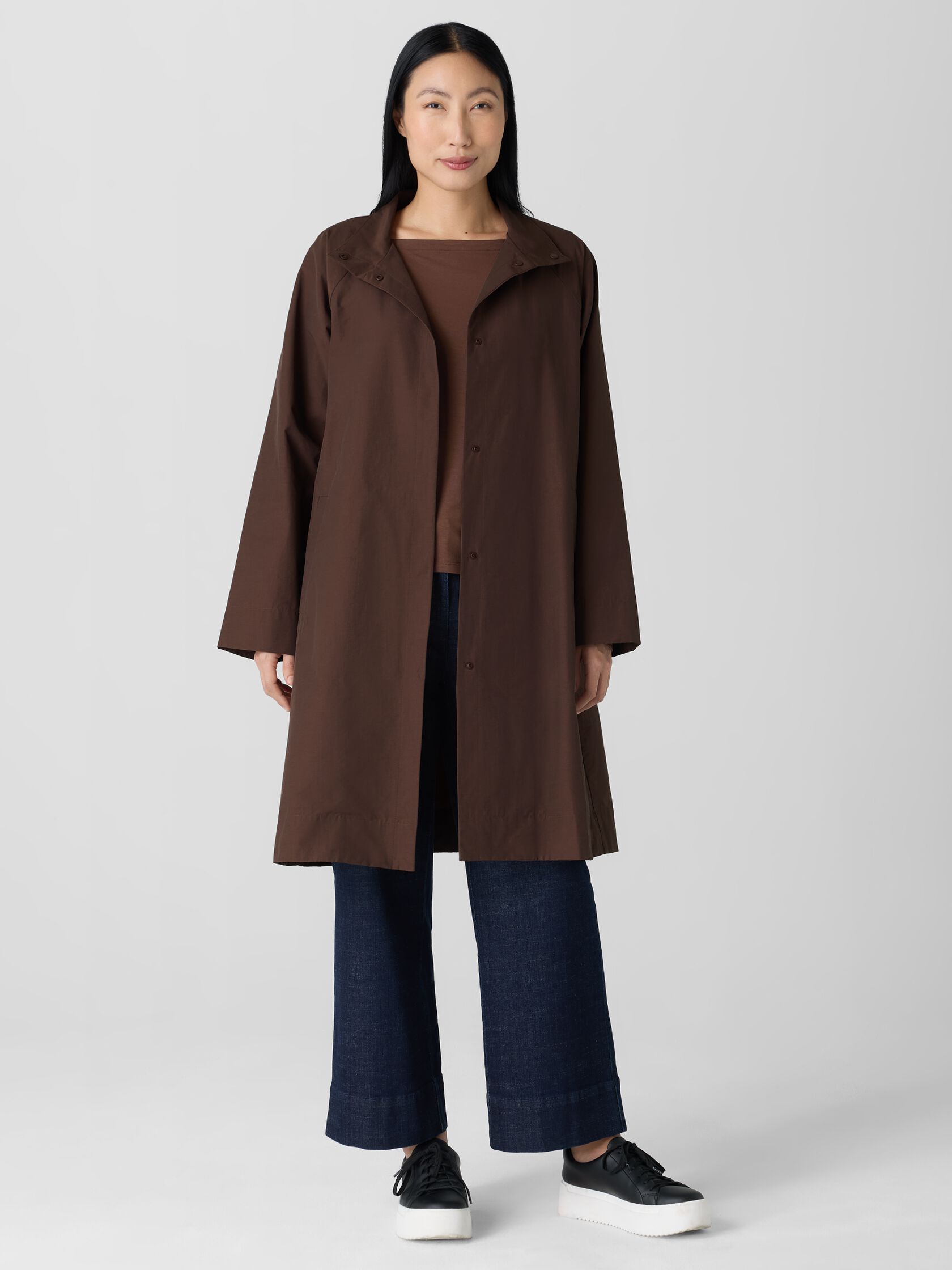 Light Cotton Nylon Stand Collar Coat