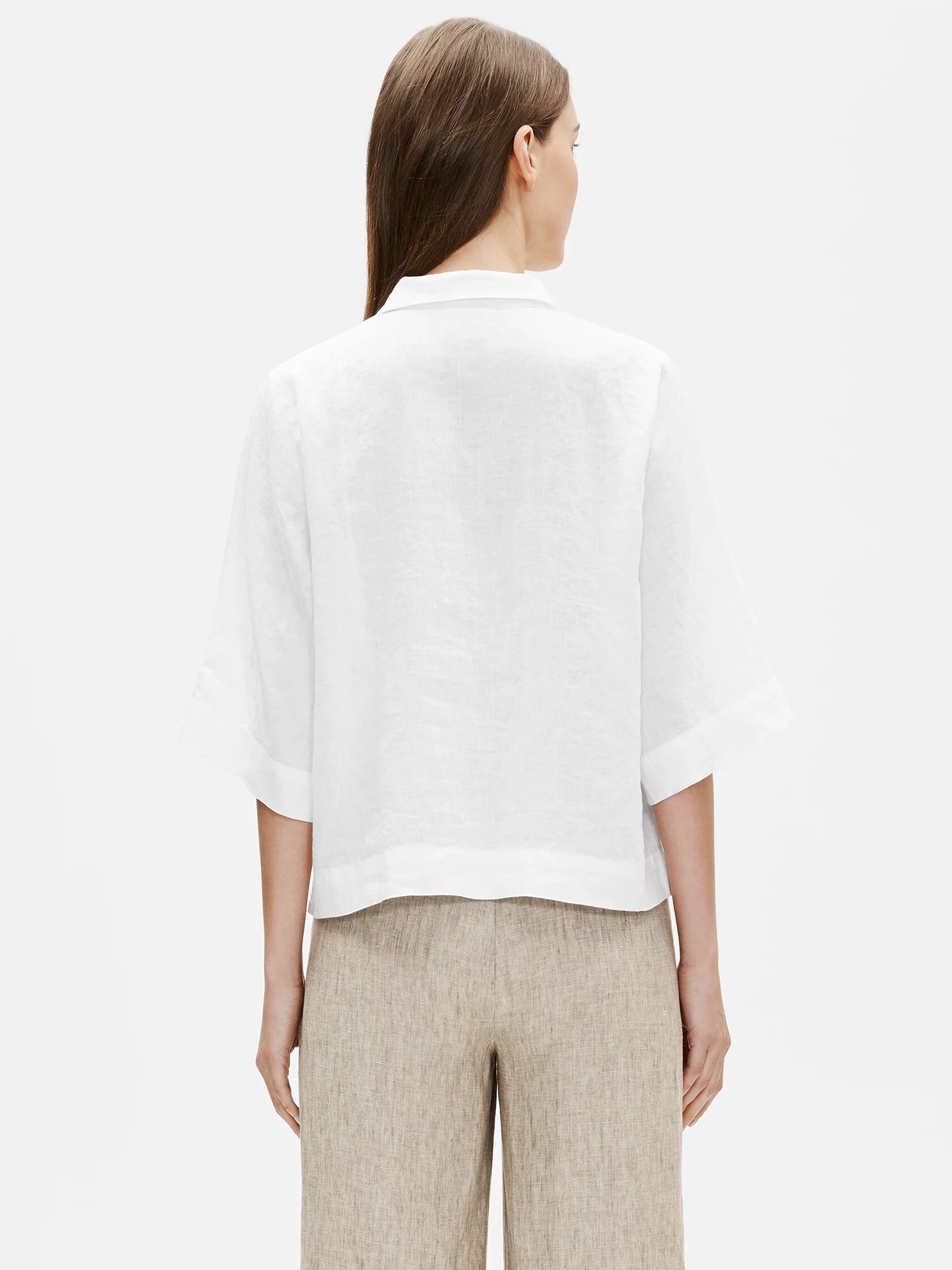 Organic Handkerchief Linen Elbow-Sleeve Shirt