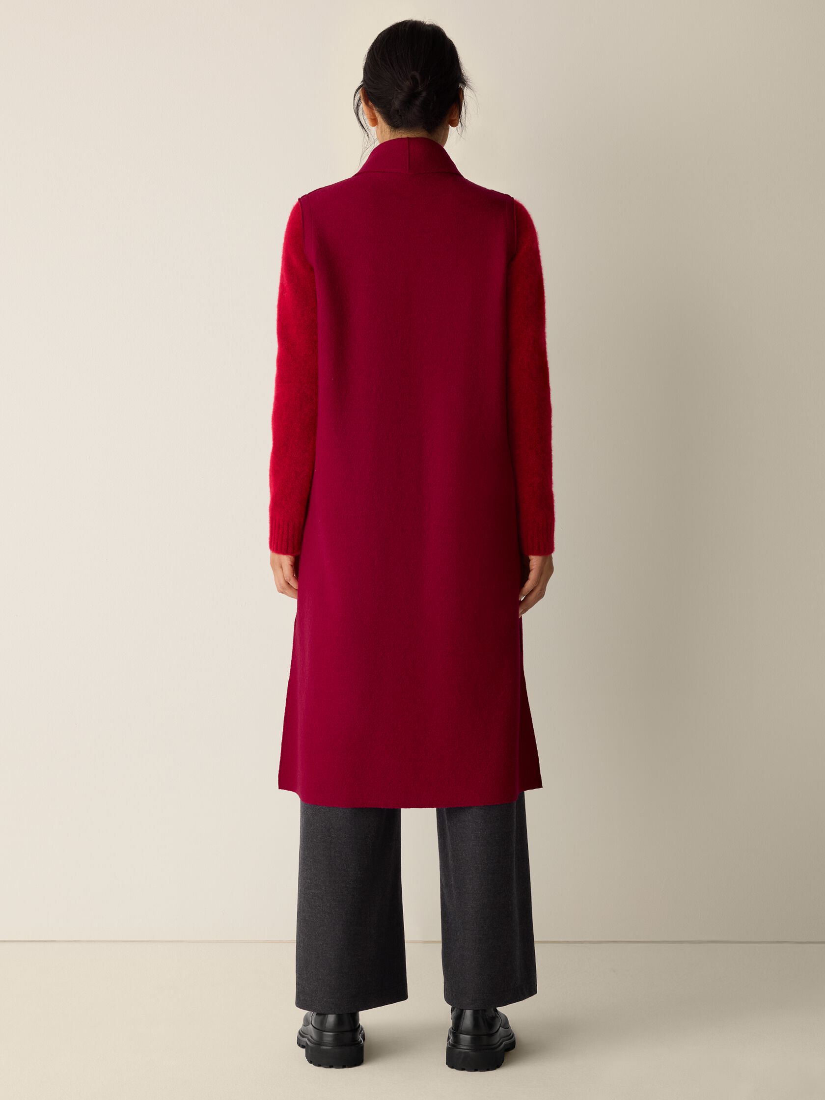 Lightweight Boiled Wool Shawl Collar Vest in Regenerative Wool