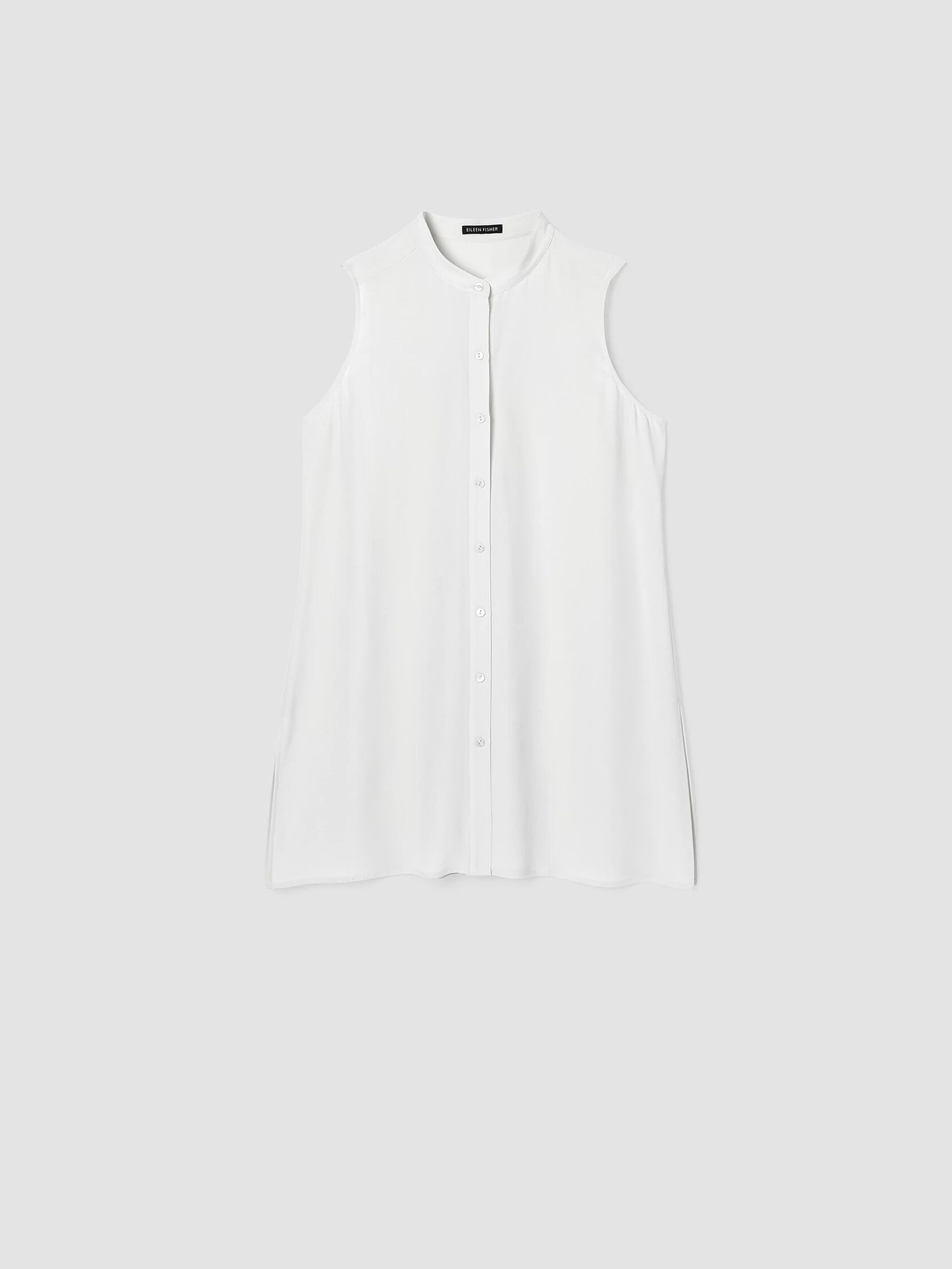 System Silk Georgette Crepe Mandarin Collar Shirt
