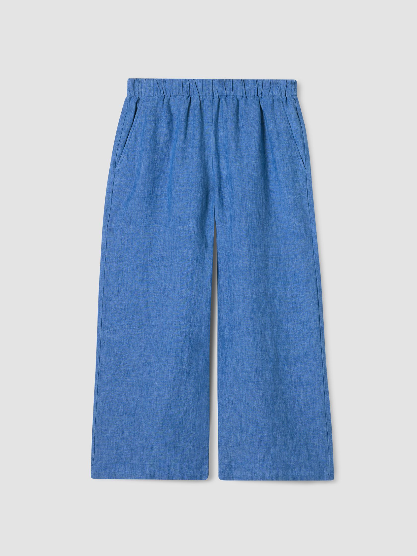 Washed Organic Linen D&eacute;lav&eacute; Wide-Leg Pant