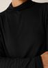 Sheer Cotton Blend Knit Funnel Neck Top