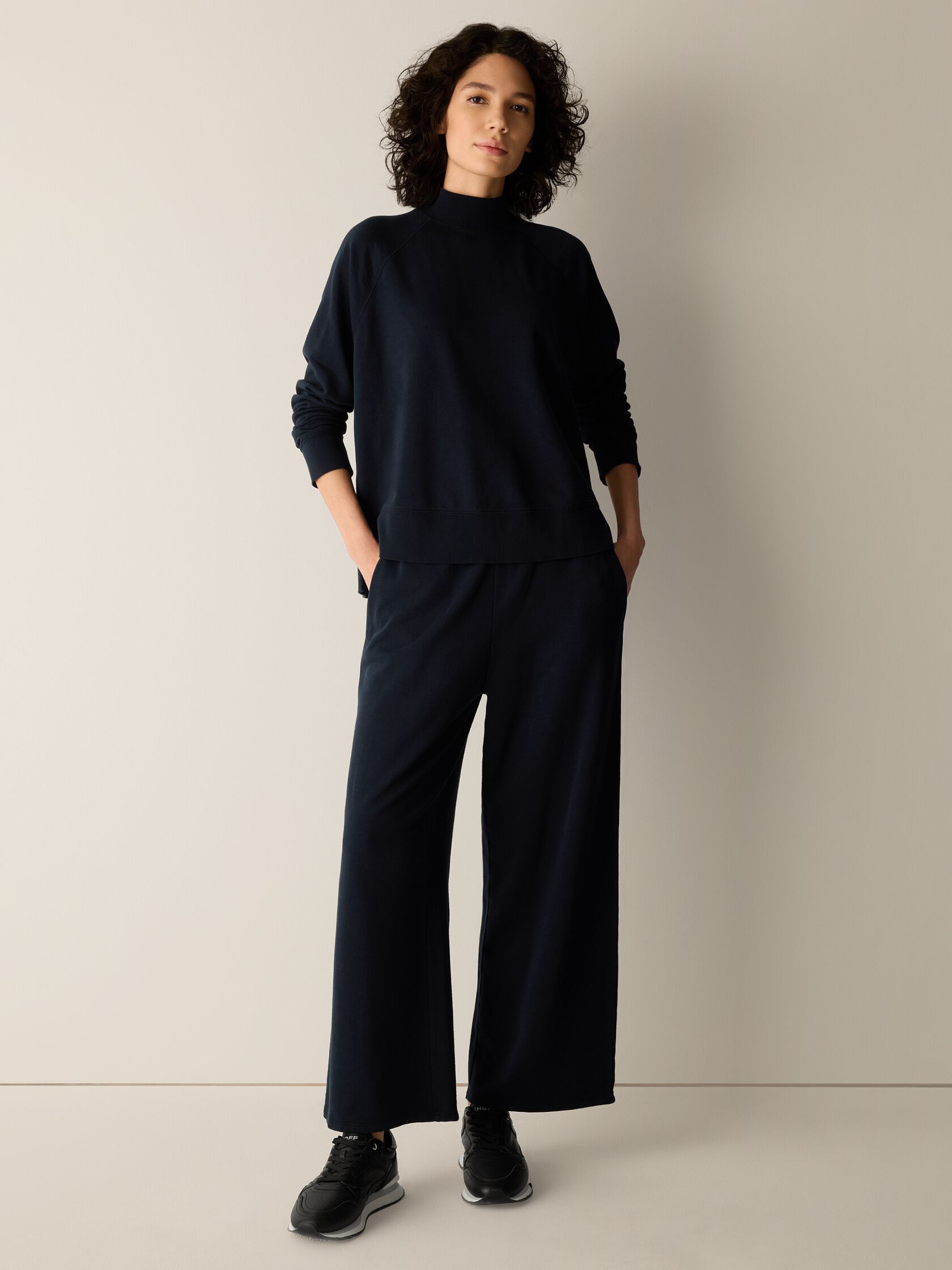 Garment-Dyed Organic Cotton Terry High Neck Top