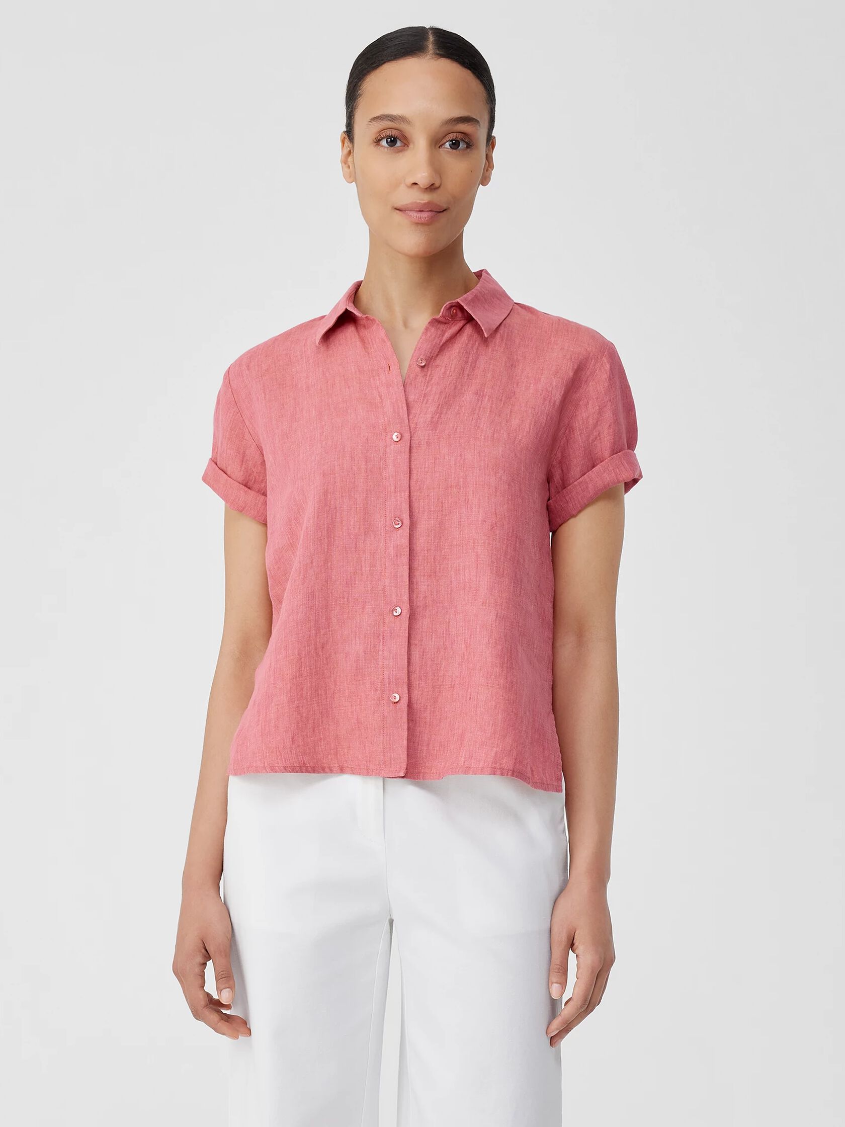 Washed Organic Linen Délavé Short-Sleeve Shirt