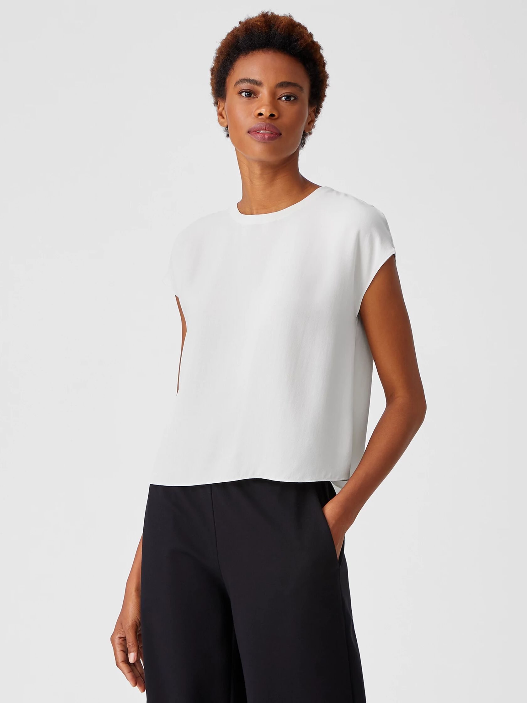 Silk Georgette Crepe Square Top | EILEEN FISHER