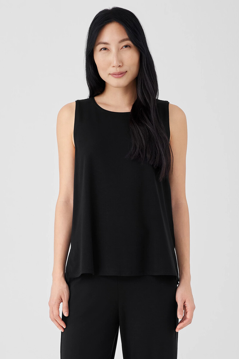 Stretch Jersey Knit Jewel Neck Tank Stretch Jersey Knit Jewel Neck Tank