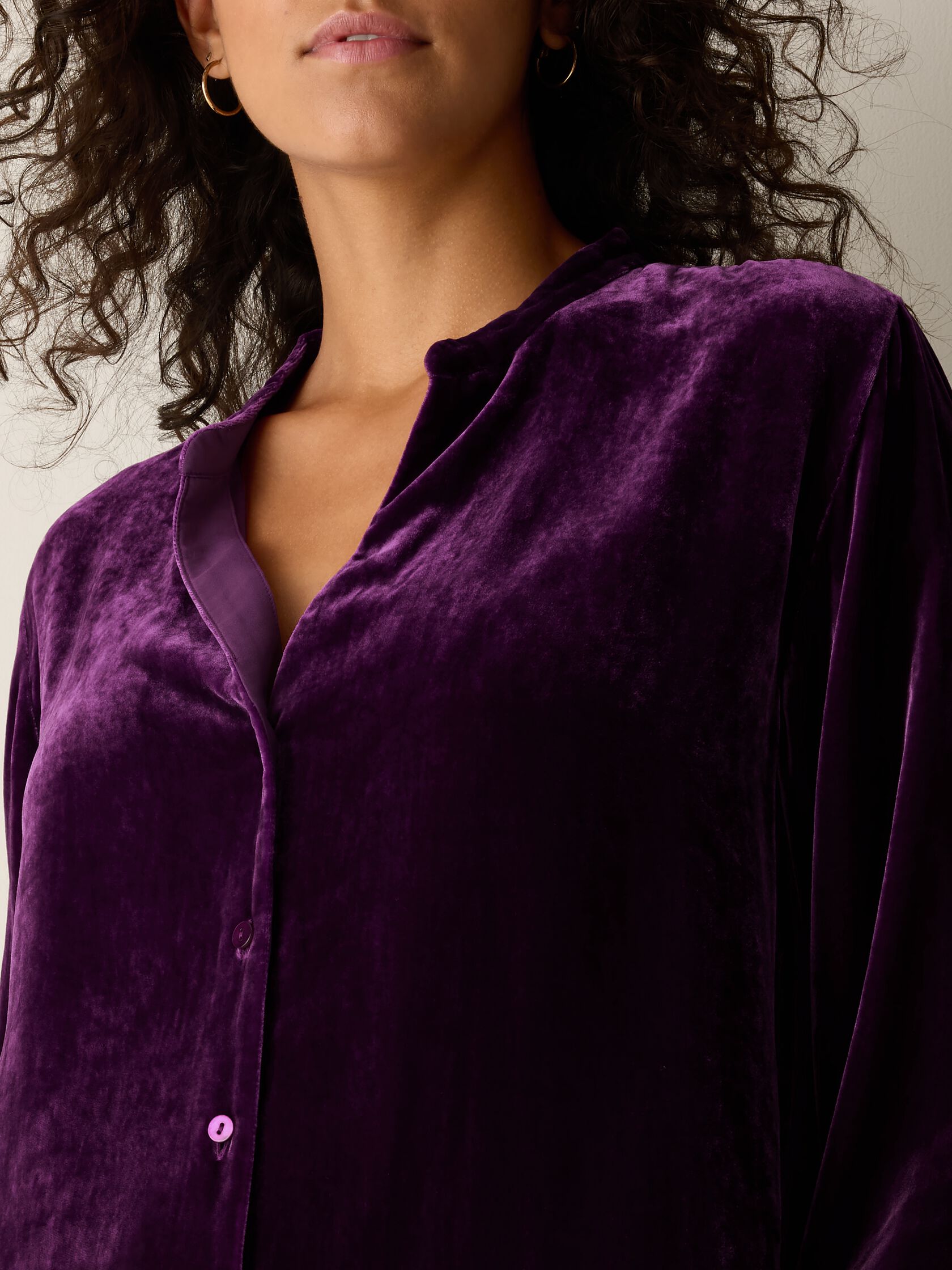 Velvet Band Collar Shirt