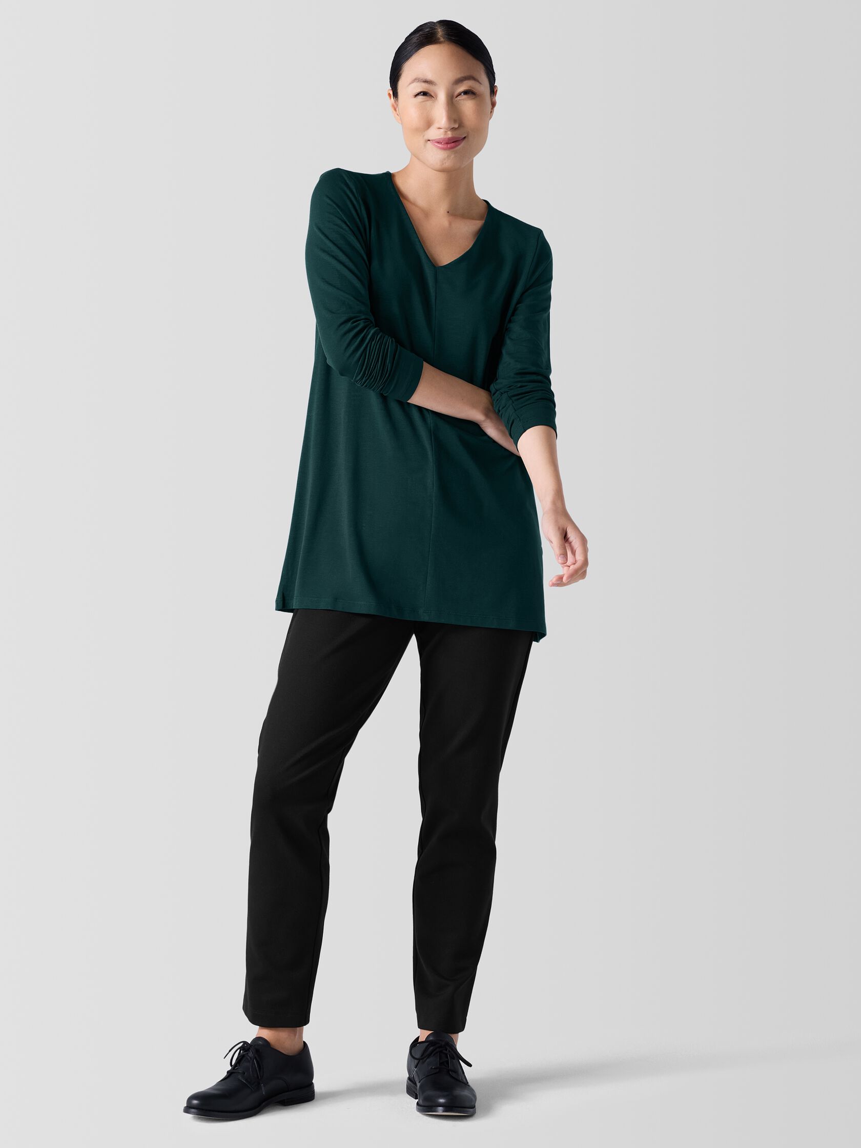 Fine Jersey V-Neck Long Top