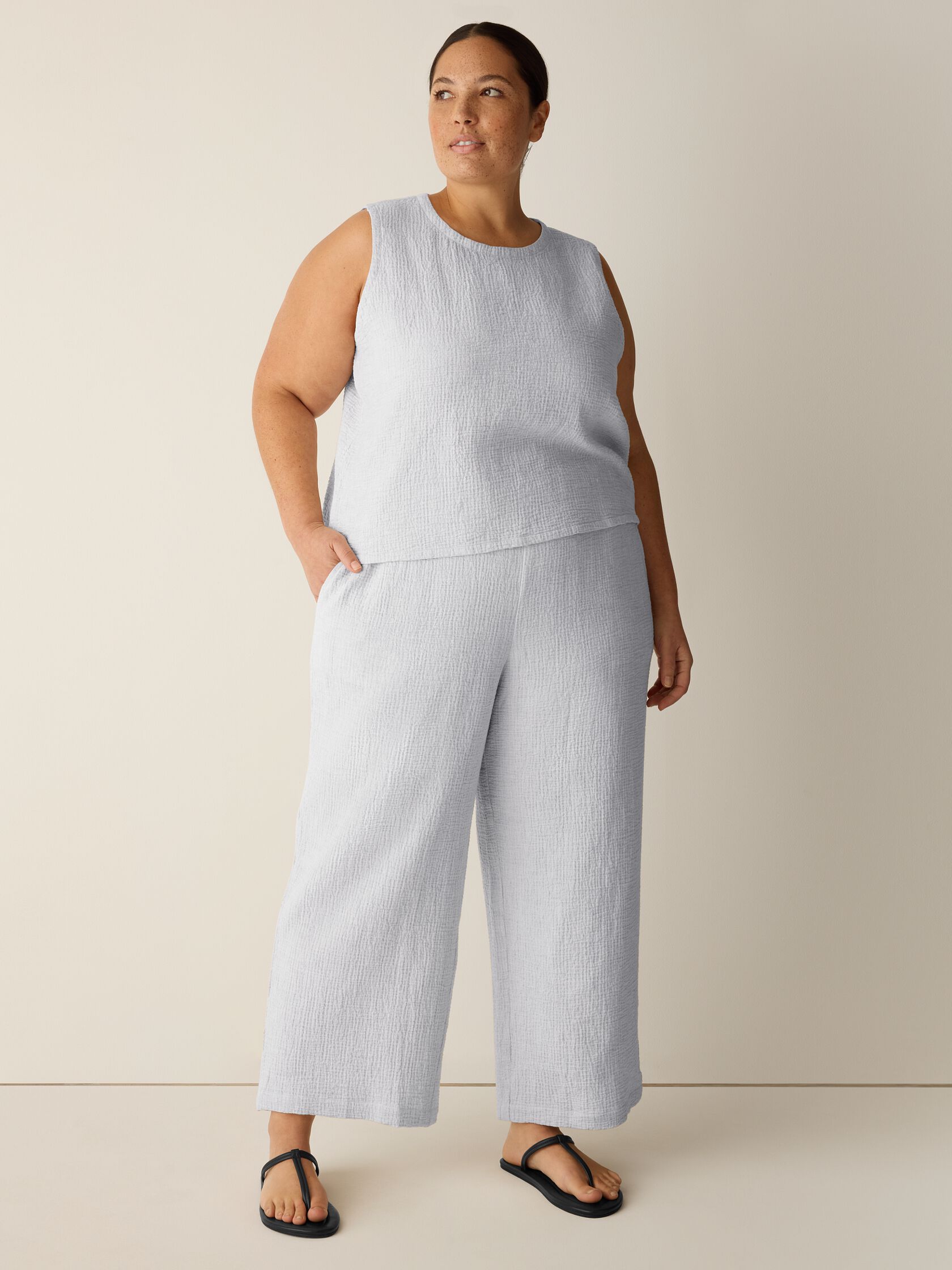 Organic Cotton Doubleweave Wide-Leg Pant