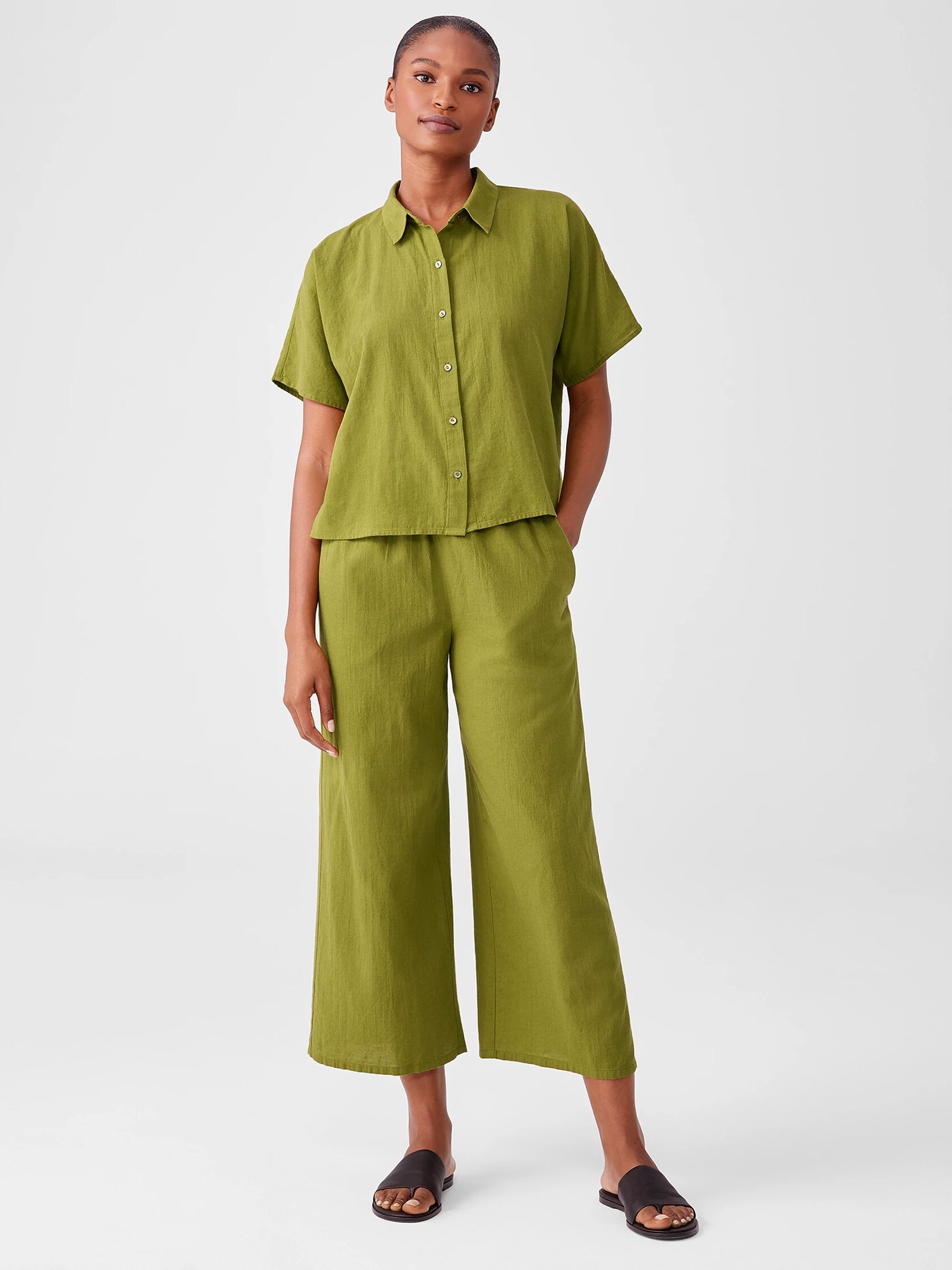 Organic Cotton Crepe Wide-Leg Pant