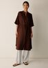 Silk Twill Band Collar Shirtdress