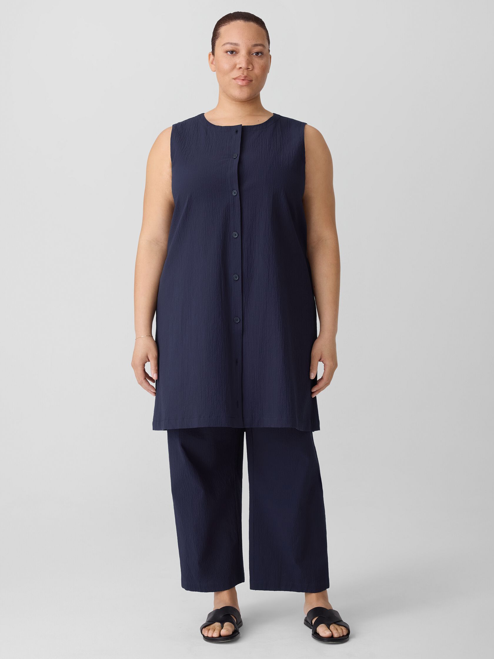 Organic Cotton Pucker Long Vest