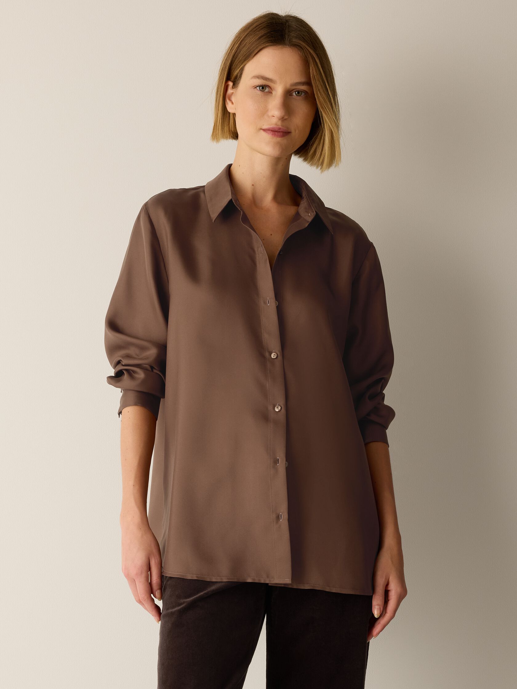 Silk Twill Classic Collar Shirt